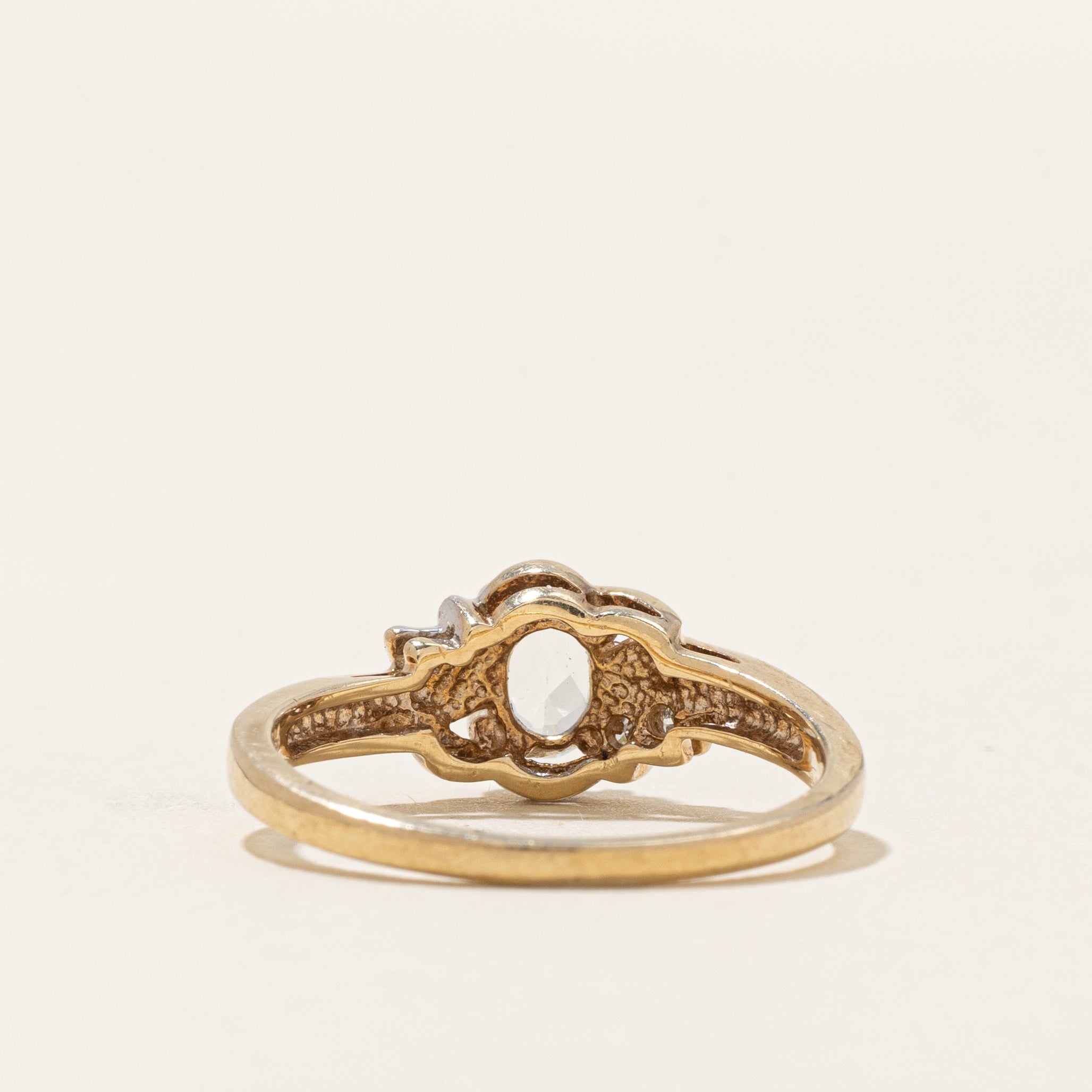 Oval Cut Aquamarine & Diamond Accented Ring | 0.32ct, 0.02ctw | SZ 6