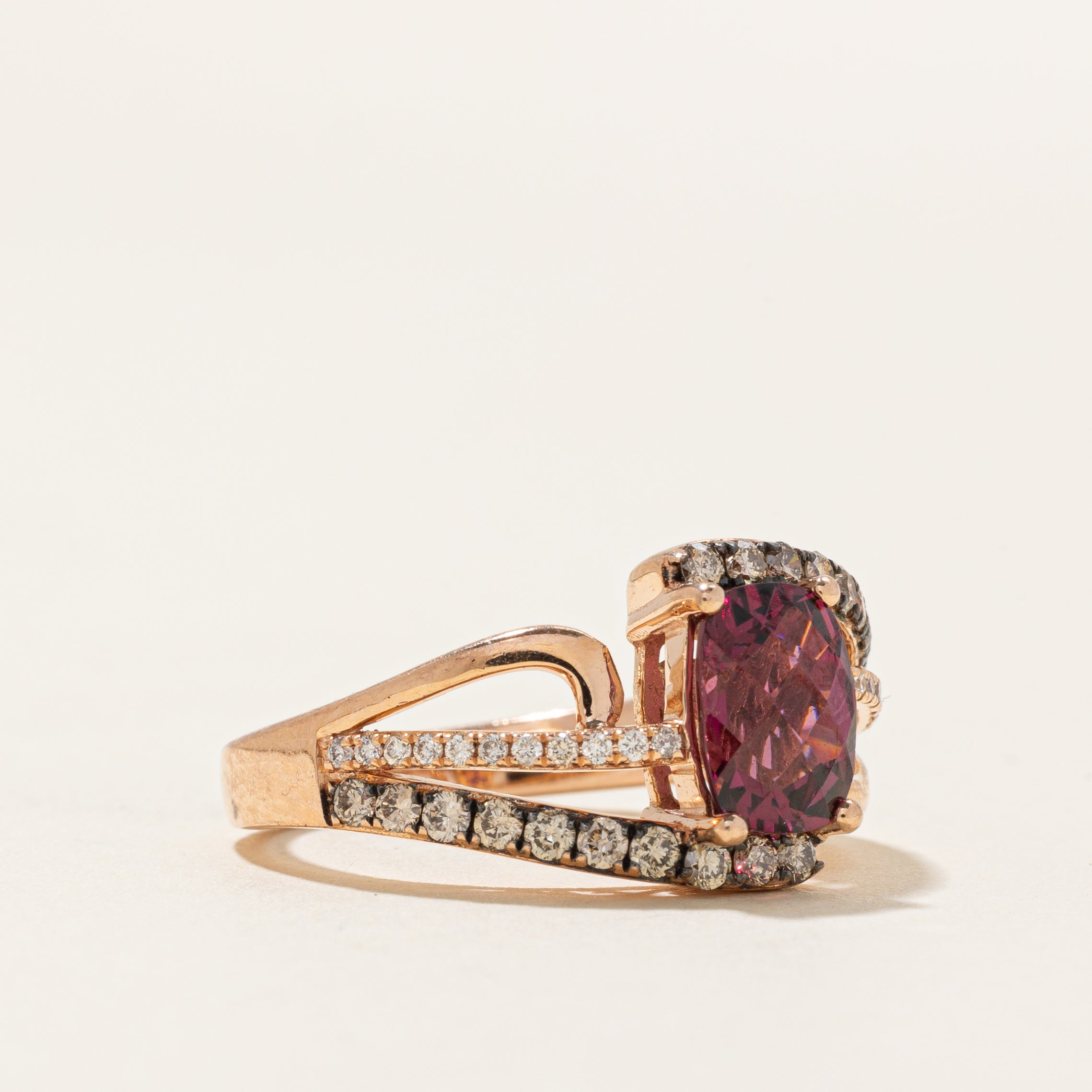 'Le Vian' Raspberry Rhodolite Garnet & Diamond Bypass Ring | 1.40ct, 0.51ctw | SZ 7