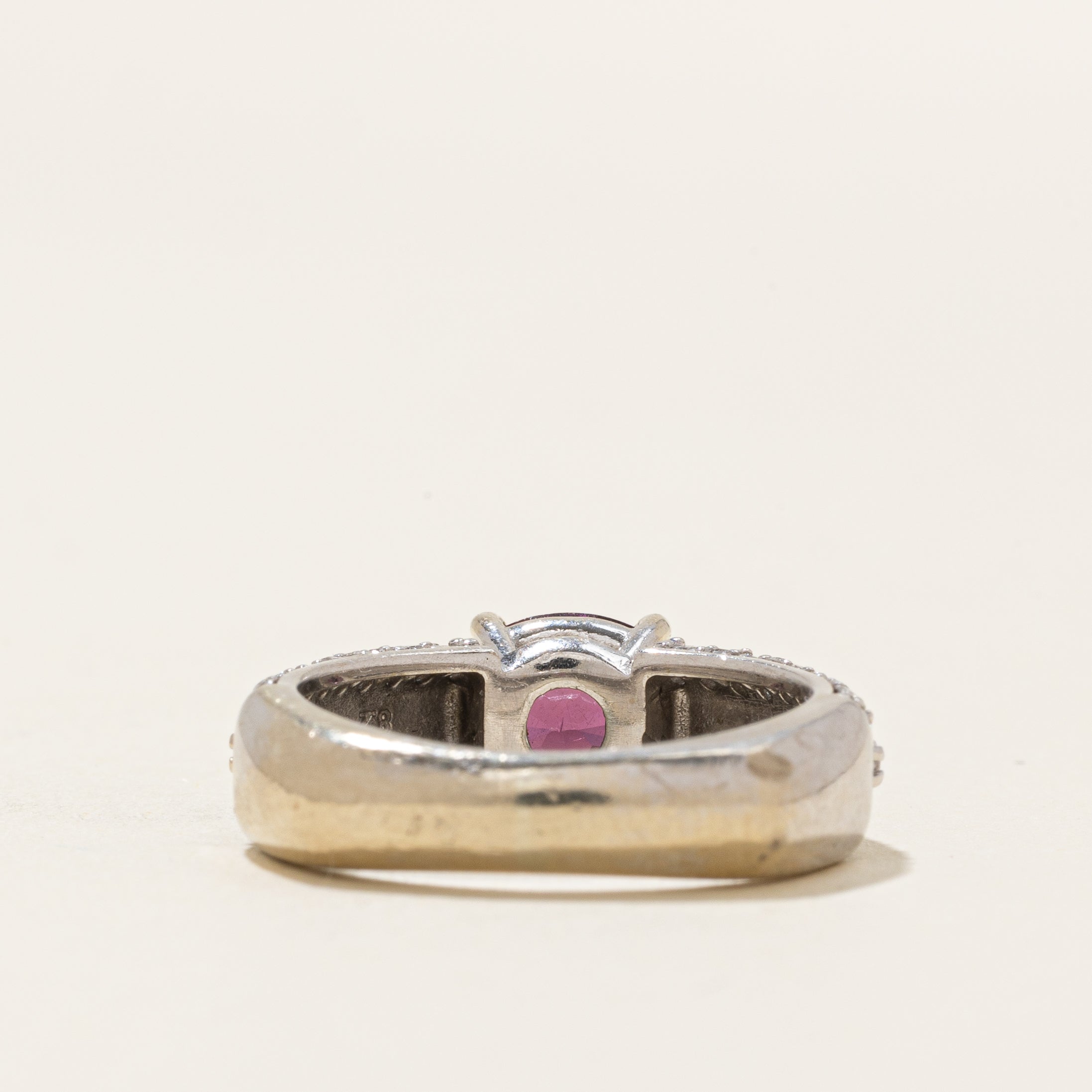 East West Rhodolite Garnet & Diamond Ring | 1.00ct, 0.87ctw | SZ 6