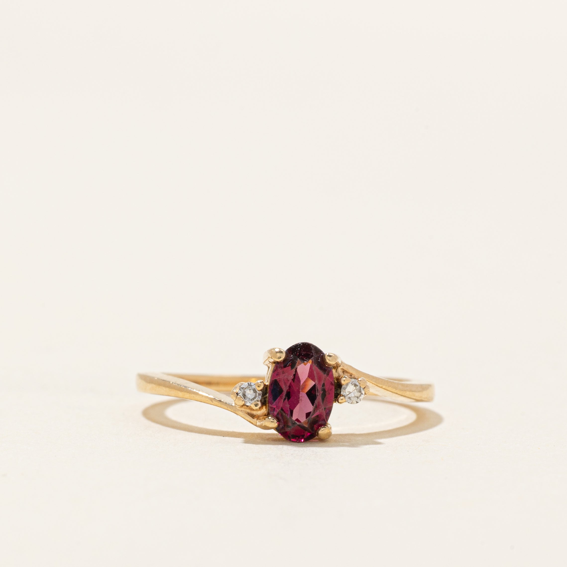 Rhodolite Garnet & Diamond Accented Bypass Ring | 0.50ct, 0.03ctw | SZ 5.75