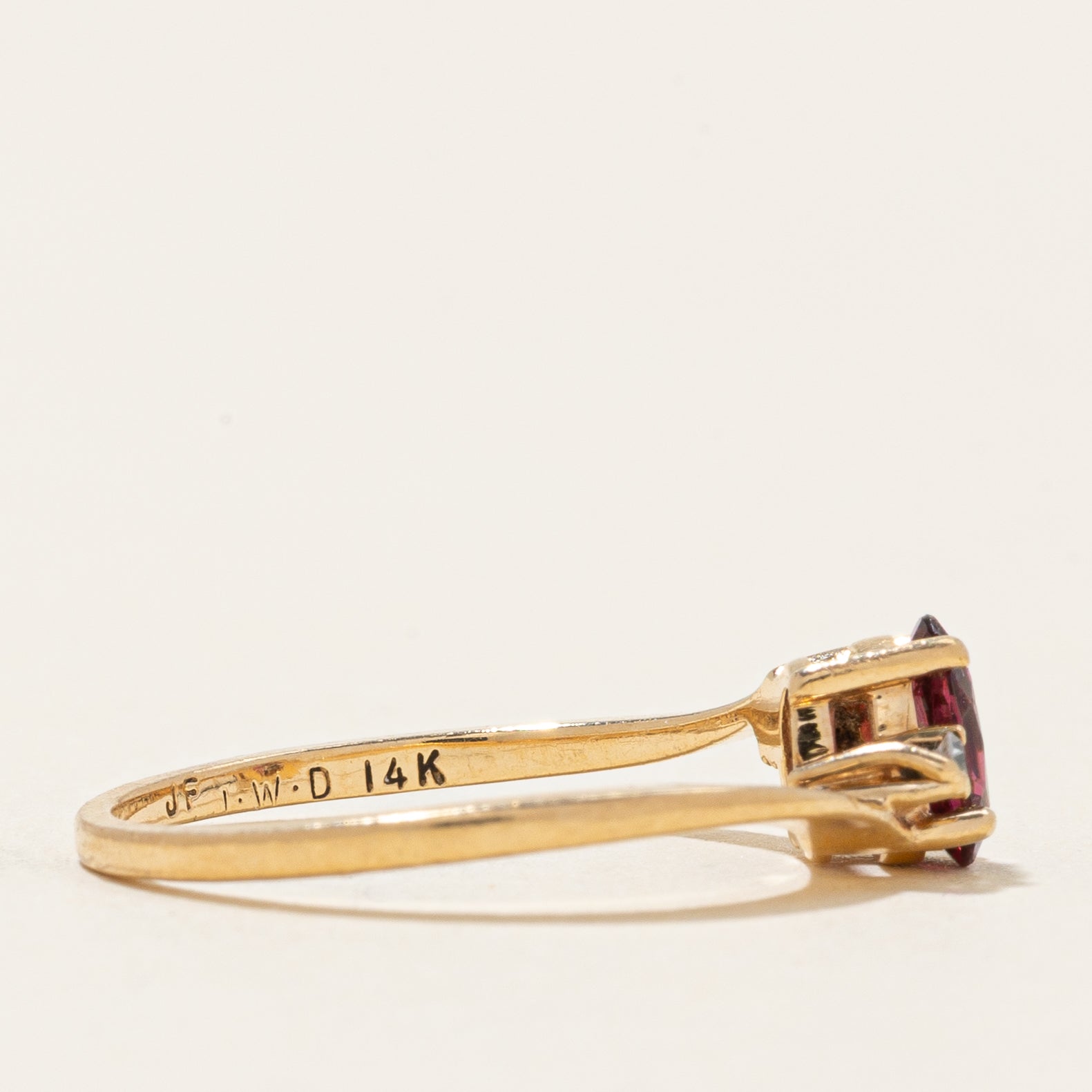 Rhodolite Garnet & Diamond Accented Bypass Ring | 0.50ct, 0.03ctw | SZ 5.75