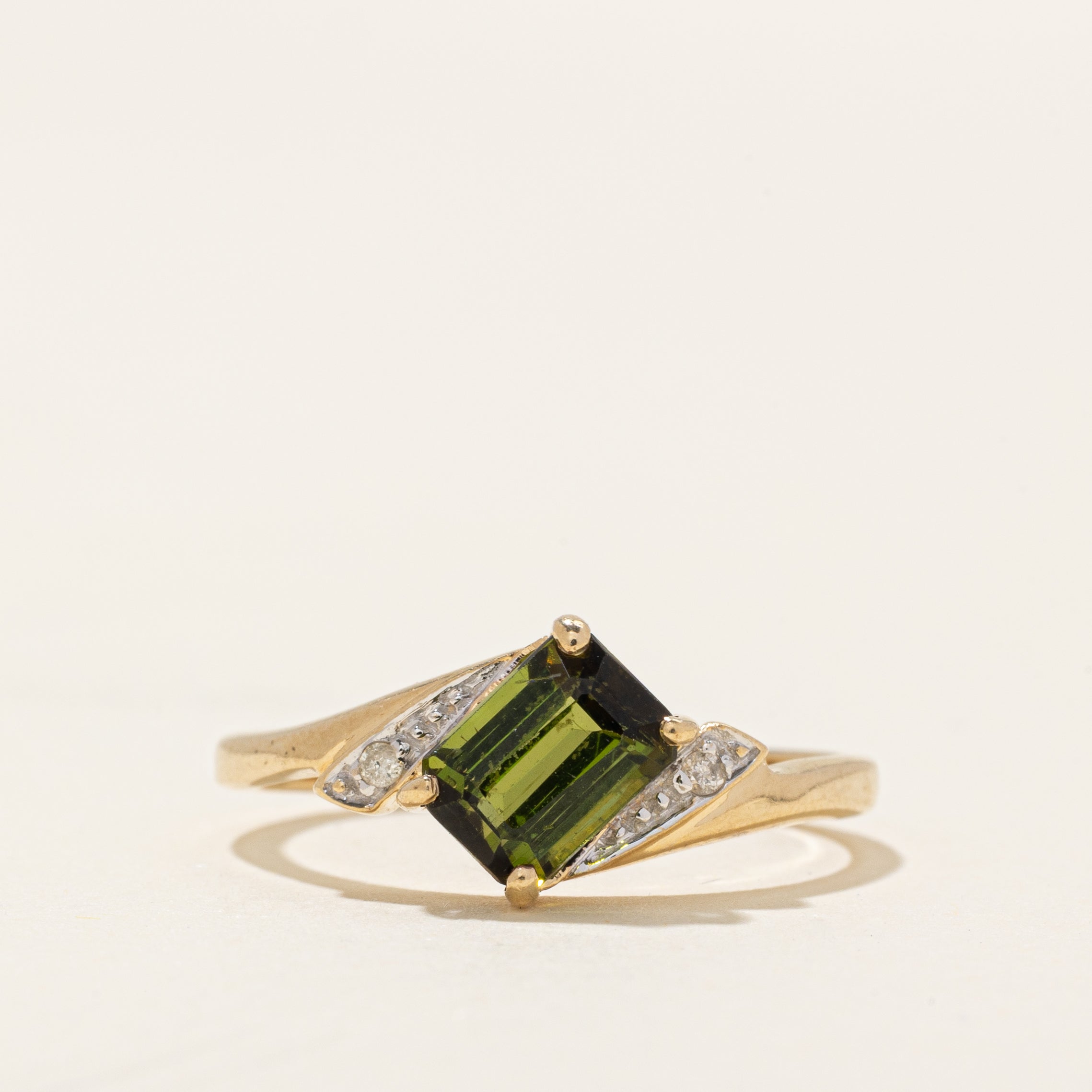 Diagonal Andalusite & Diamond Bypass Ring | 1.40ct, 0.02ctw | SZ 7