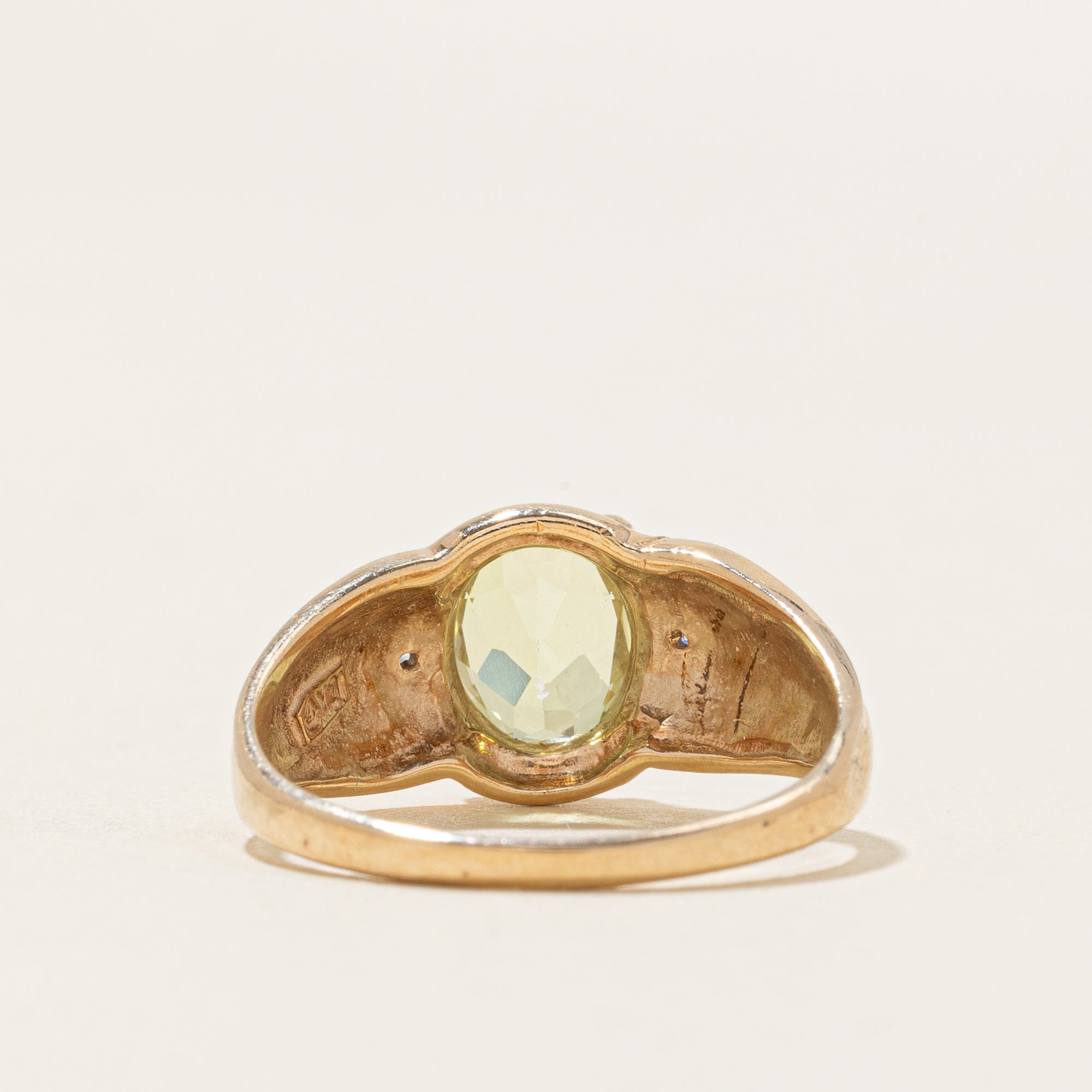 Peridot & Diamond Accented Grooved Ring | 1.50ct, 0.01ctw | SZ 7