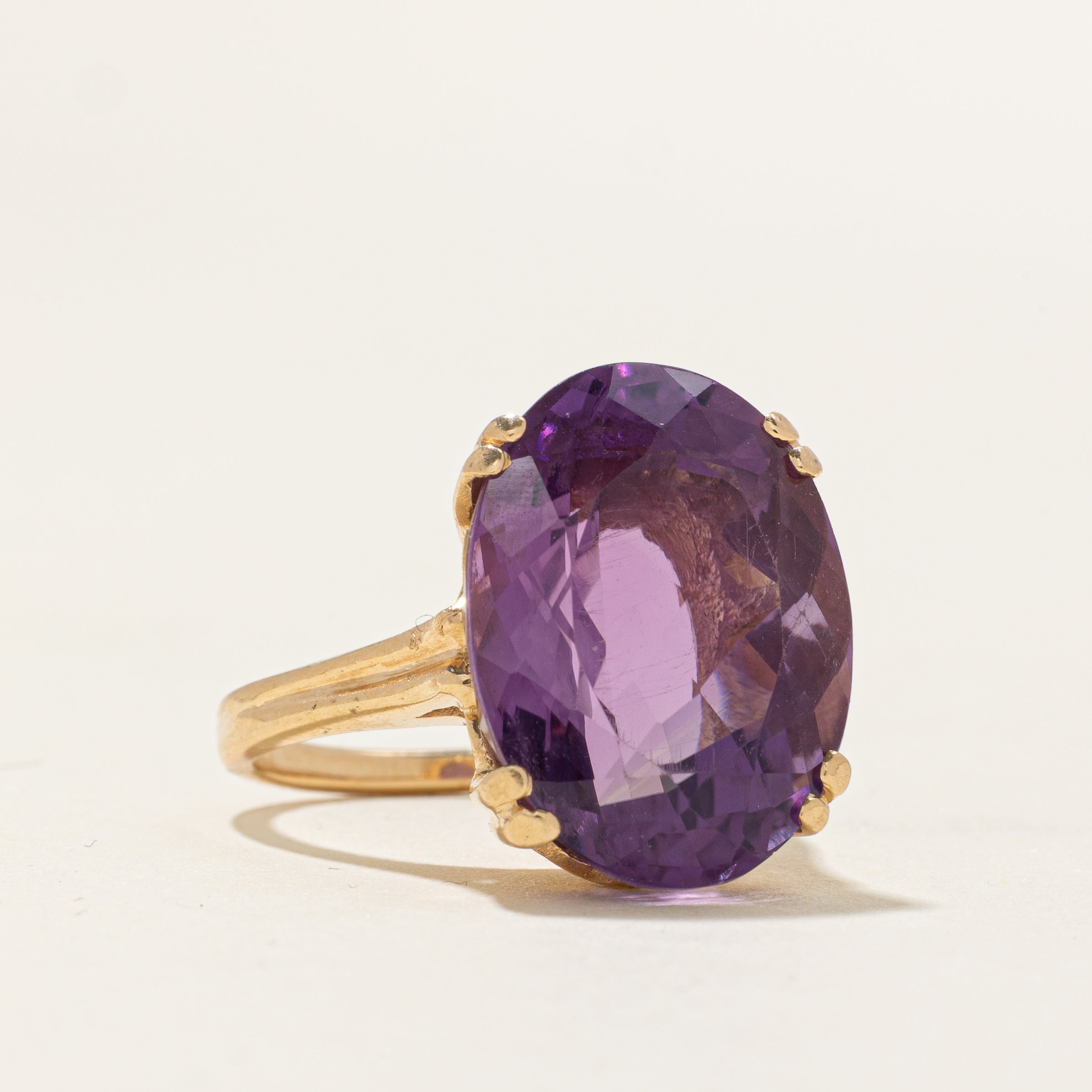 Solitaire Amethyst Cocktail Ring | 15.00ct | SZ 6.25