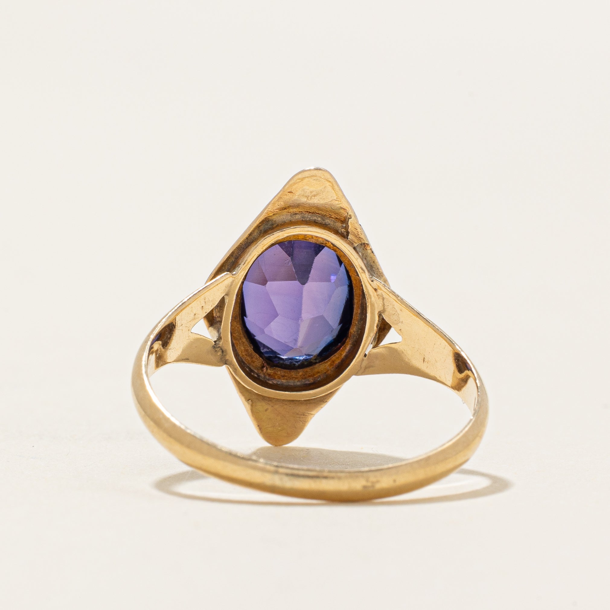 Solitaire Synthetic Sapphire Engraved Cocktail Ring | 2.00ct | SZ 6