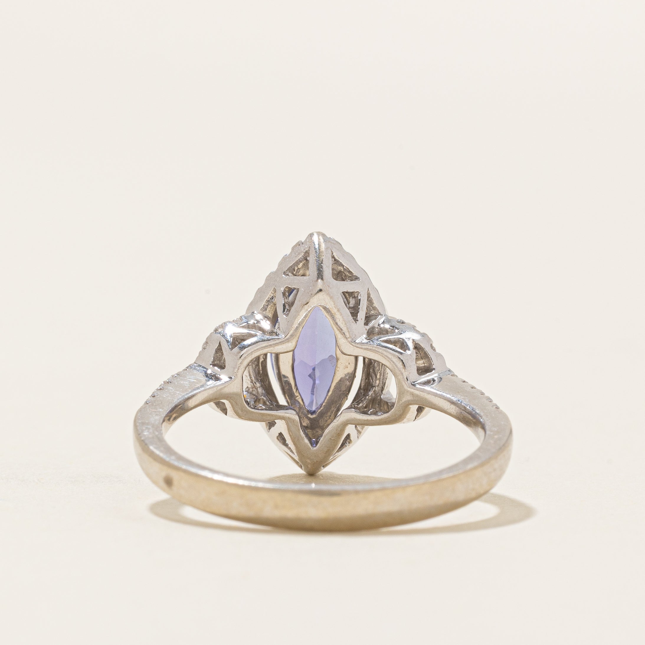 Marquise Cut Tanzanite & Diamond Halo Ring | 1.19ct, 0.28ctw | SZ 7