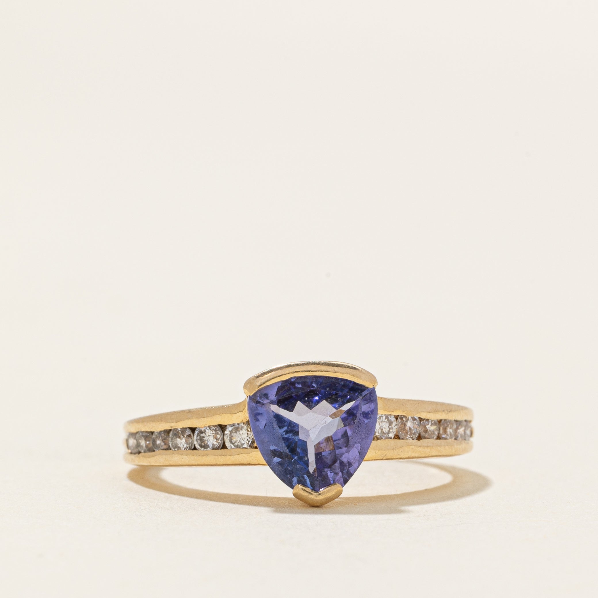 Trillion Cut Tanzanite & Diamond Ring | 0.86ct, 0.28ct | SZ 5.5