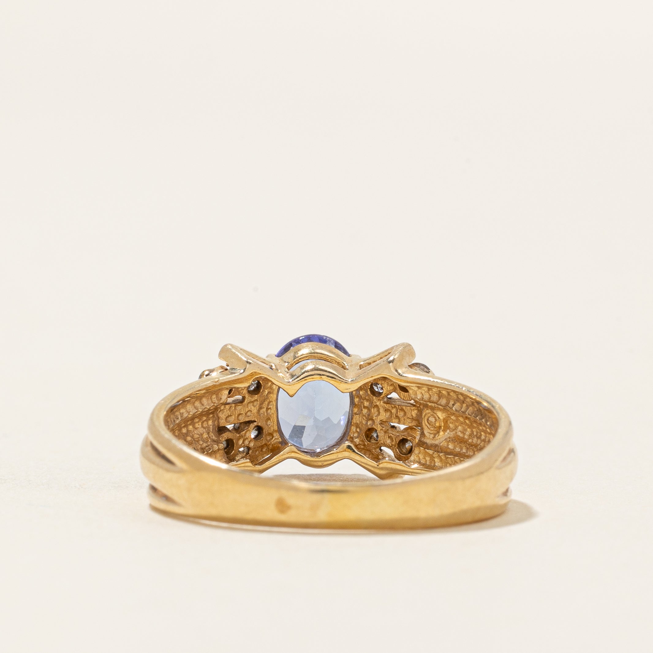 Oval Cut Tanzanite & Diamond Accented Ring | 0.86ct, 0.16ctw | SZ 7