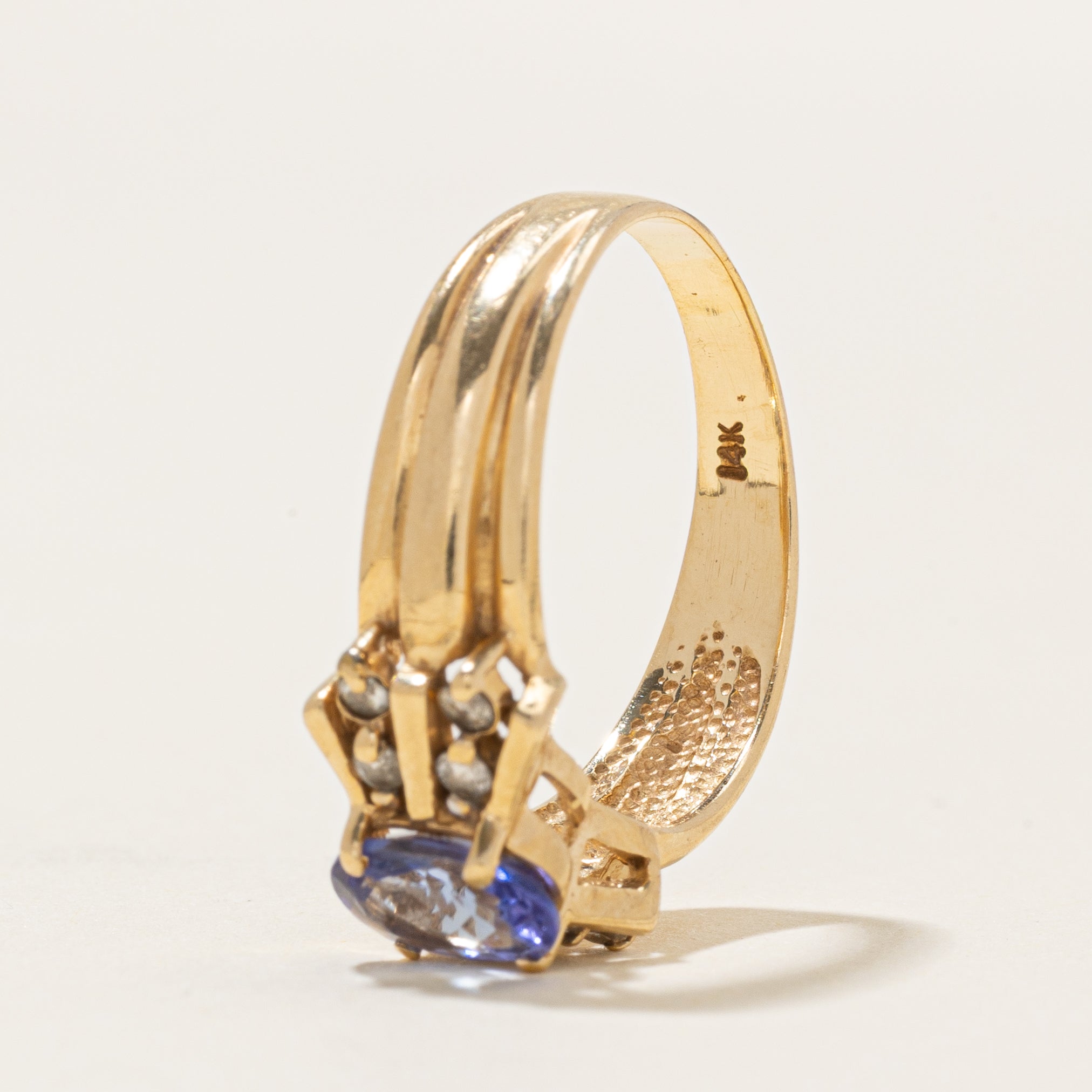 Oval Cut Tanzanite & Diamond Accented Ring | 0.86ct, 0.16ctw | SZ 7