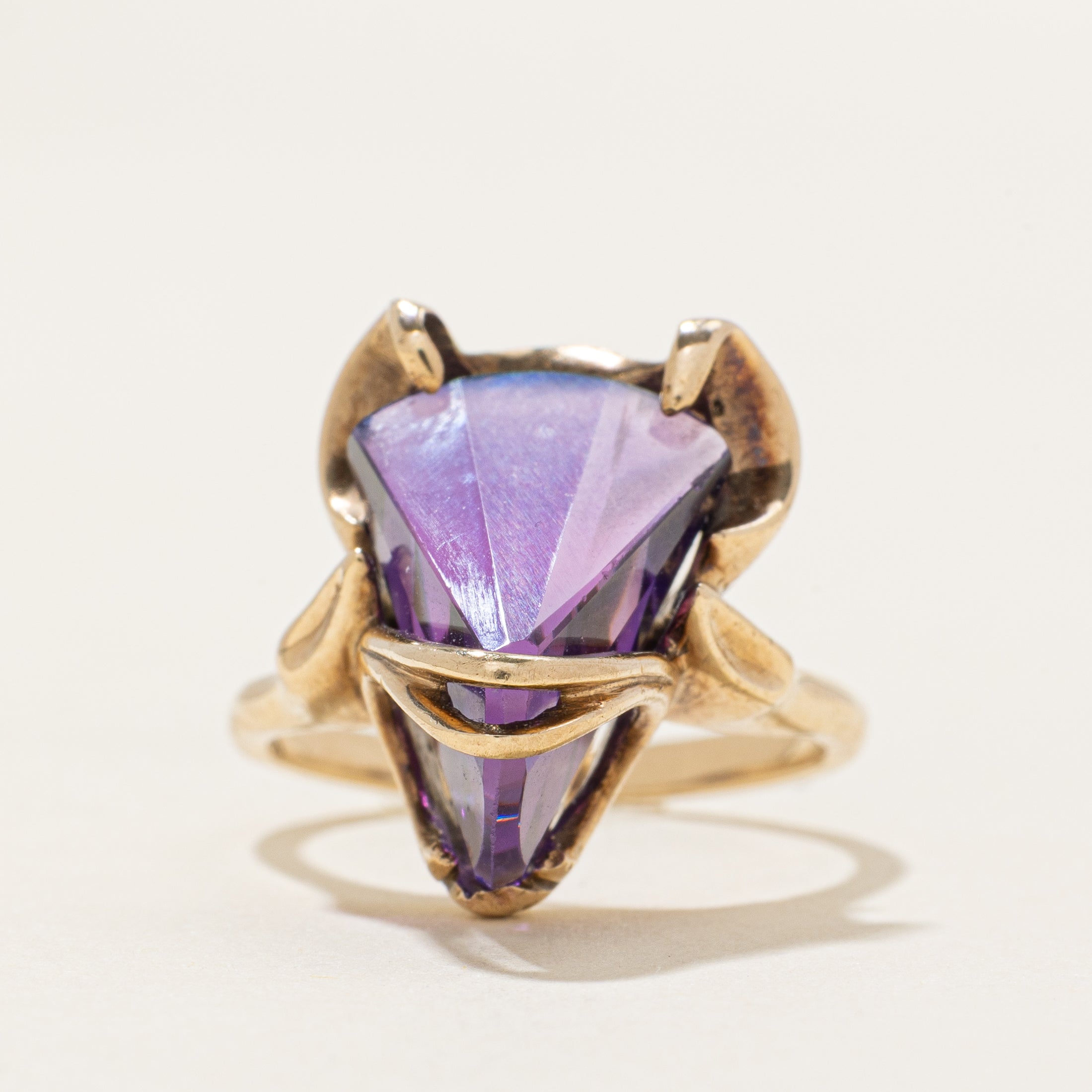 Solitaire Synthetic Sapphire Abstract Cocktail Ring | 16.00ct | SZ 6.25
