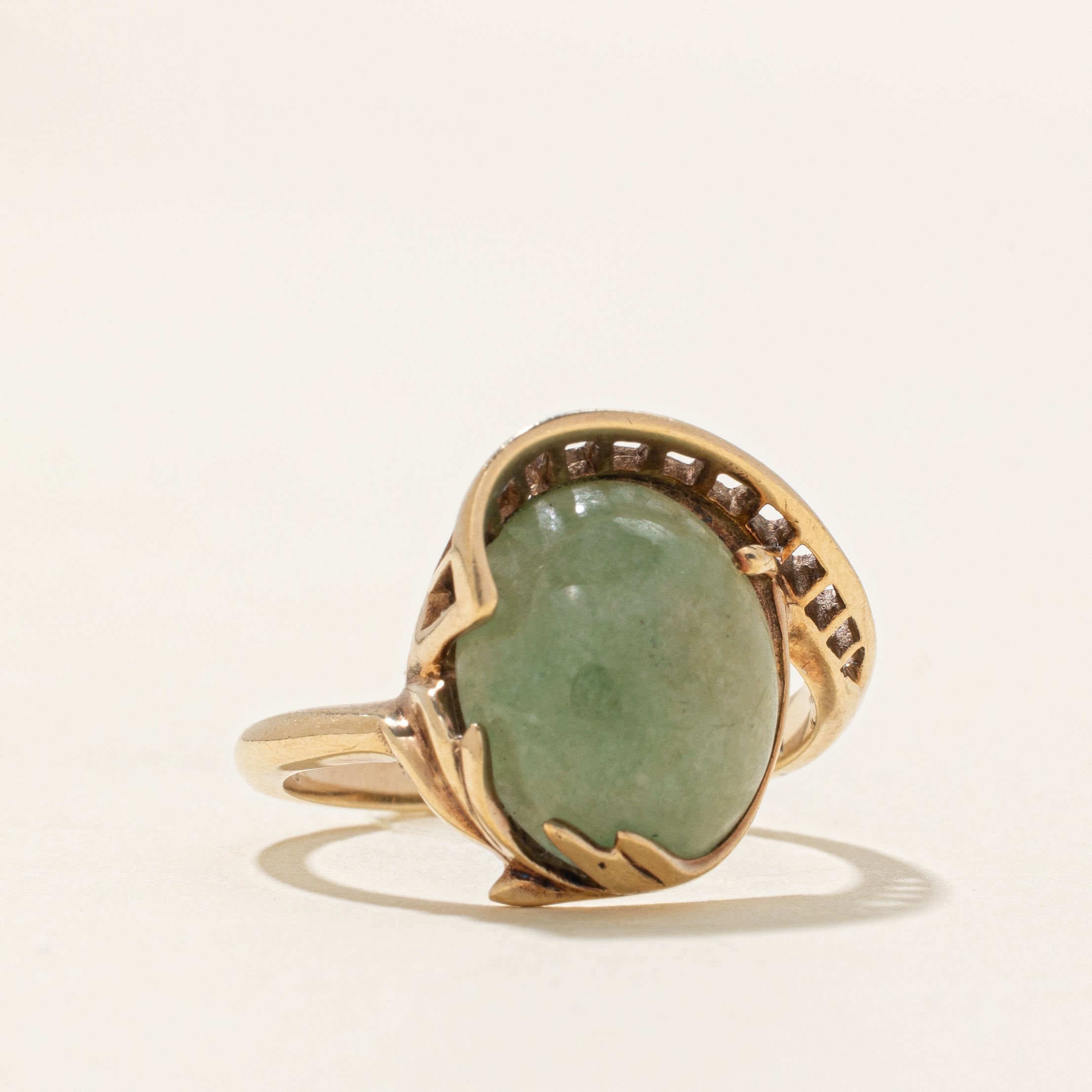 Solitaire Jadeite Abstract Cocktail Ring | 4.48ct | SZ 6