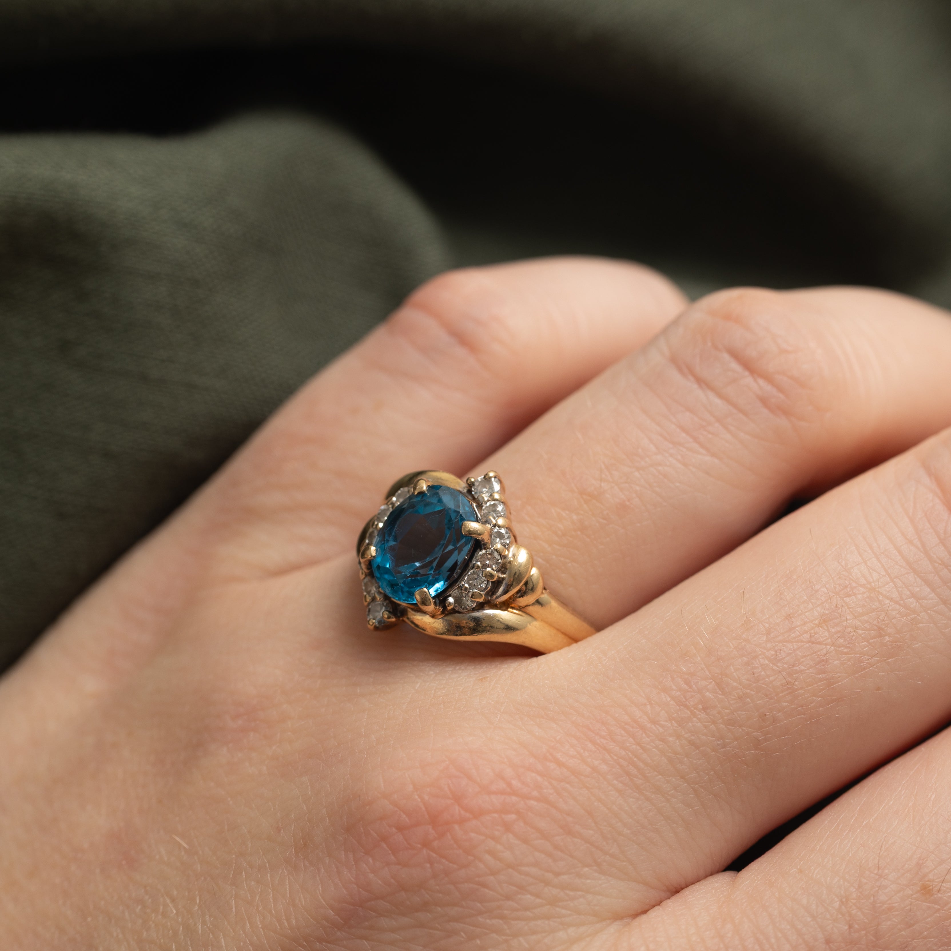 London Blue Topaz & Diamond Accented Cocktail Ring | 2.70ct, 0.34ctw | SZ 8.5