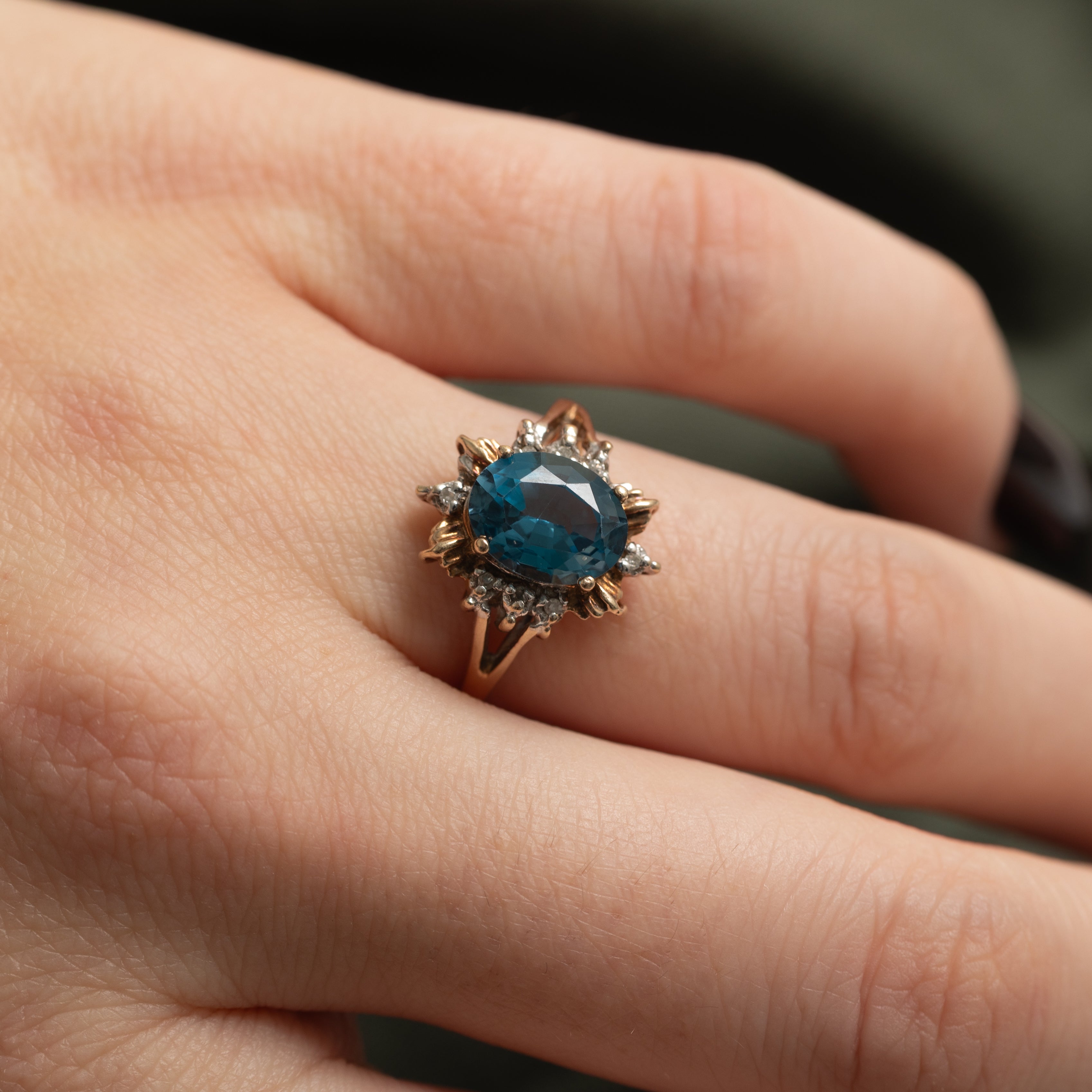 London Blue Topaz & Diamond Accented Ring | 2.40ct, 0.04ctw | SZ 6.5