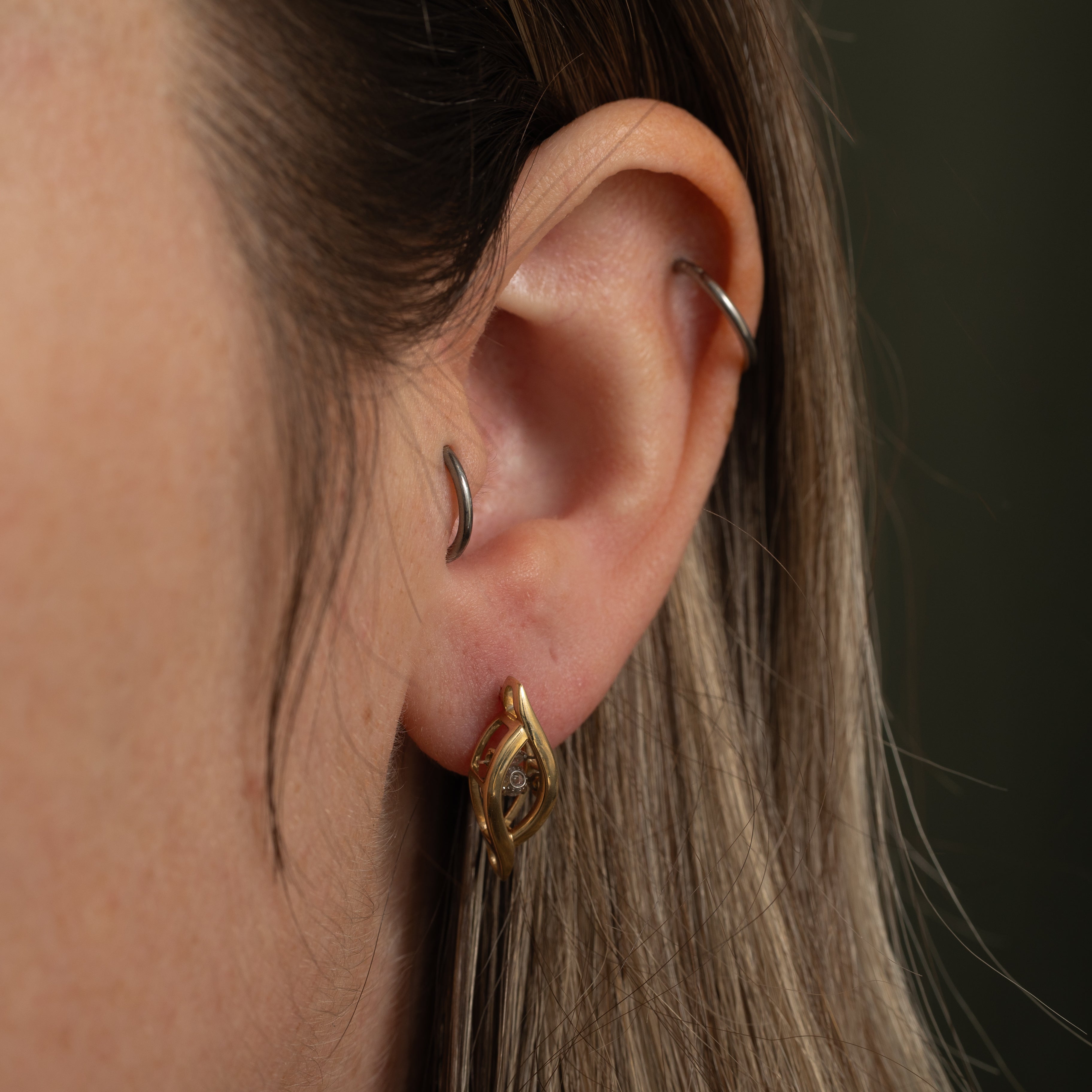 Diamond Marquise Shaped Stud Earrings