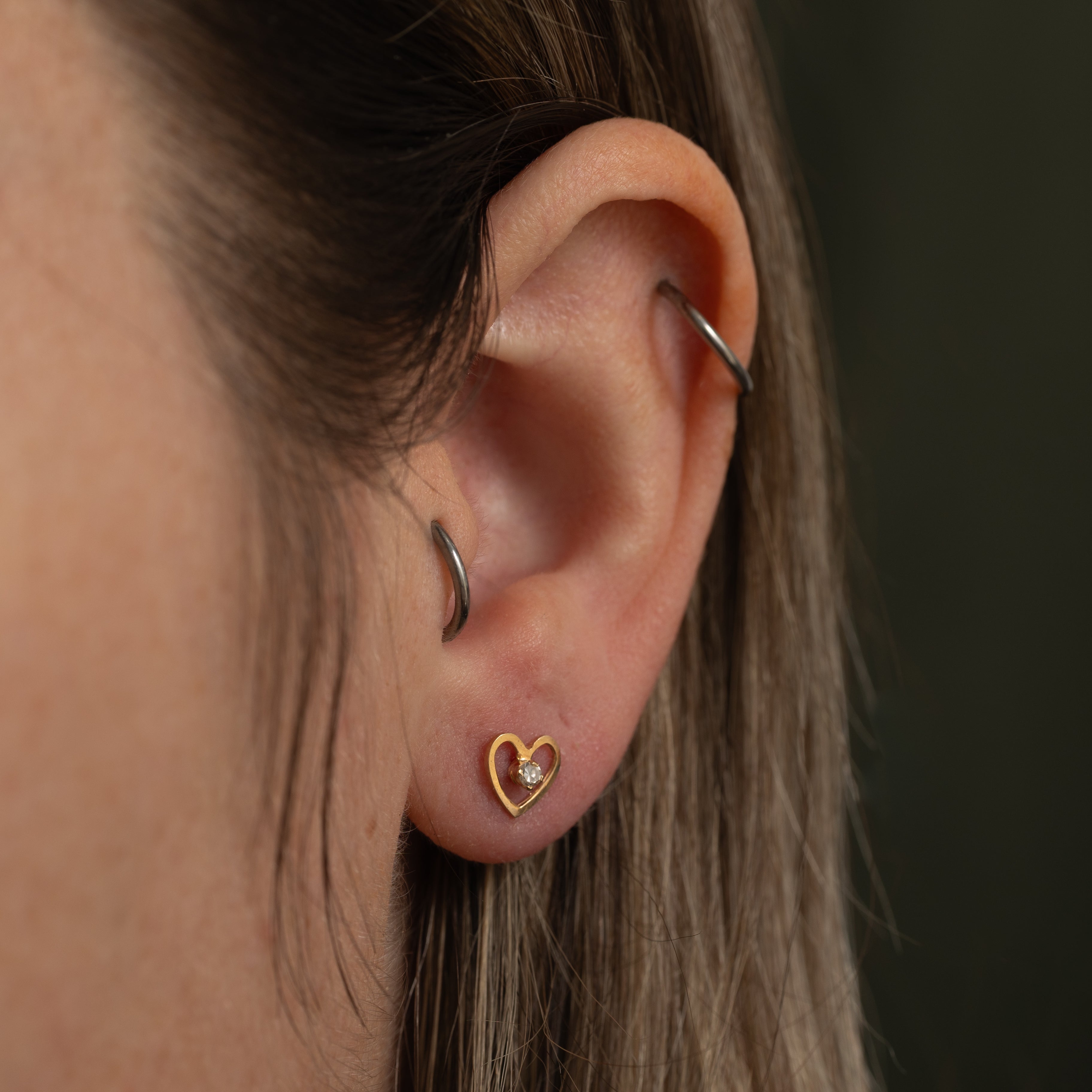 Boucles d'oreilles puces en forme de cœur en diamant