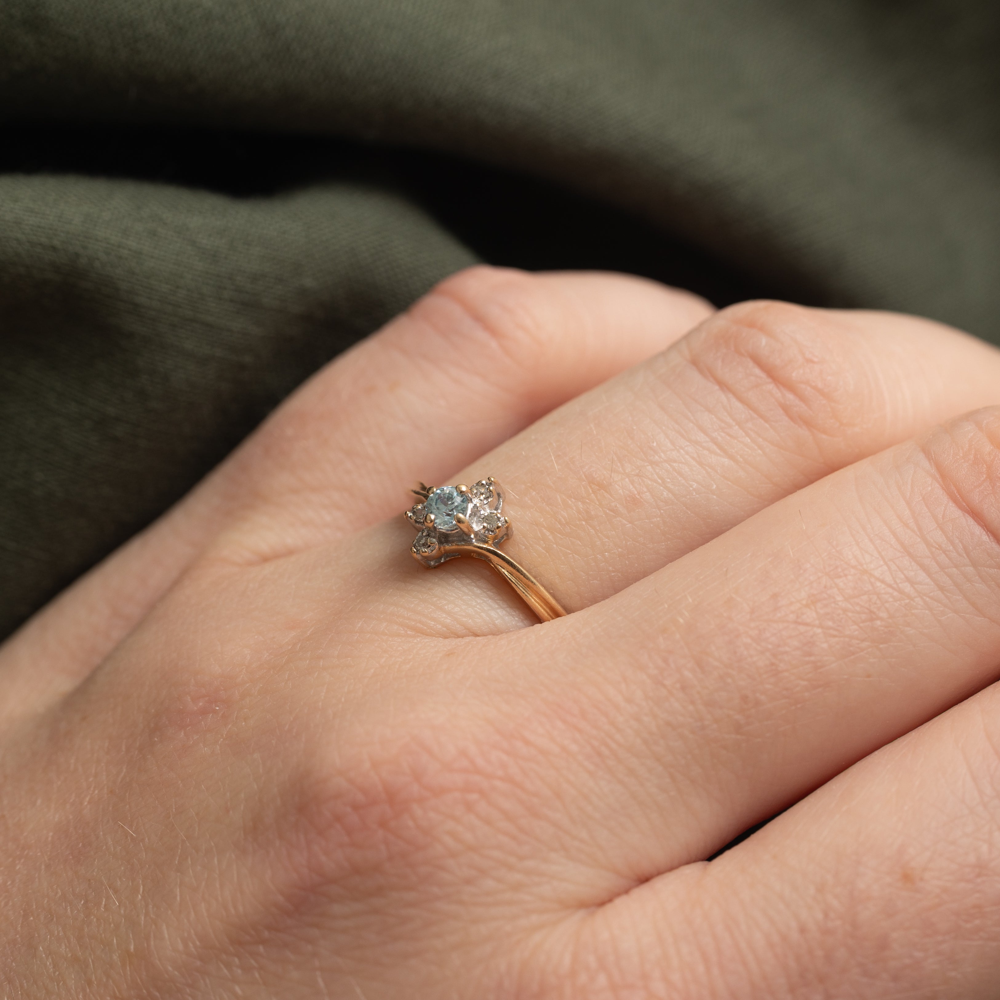 Blue Zircon & Diamond Accented Bypass Ring | 0.10ct, 0.02ct | SZ 6.25