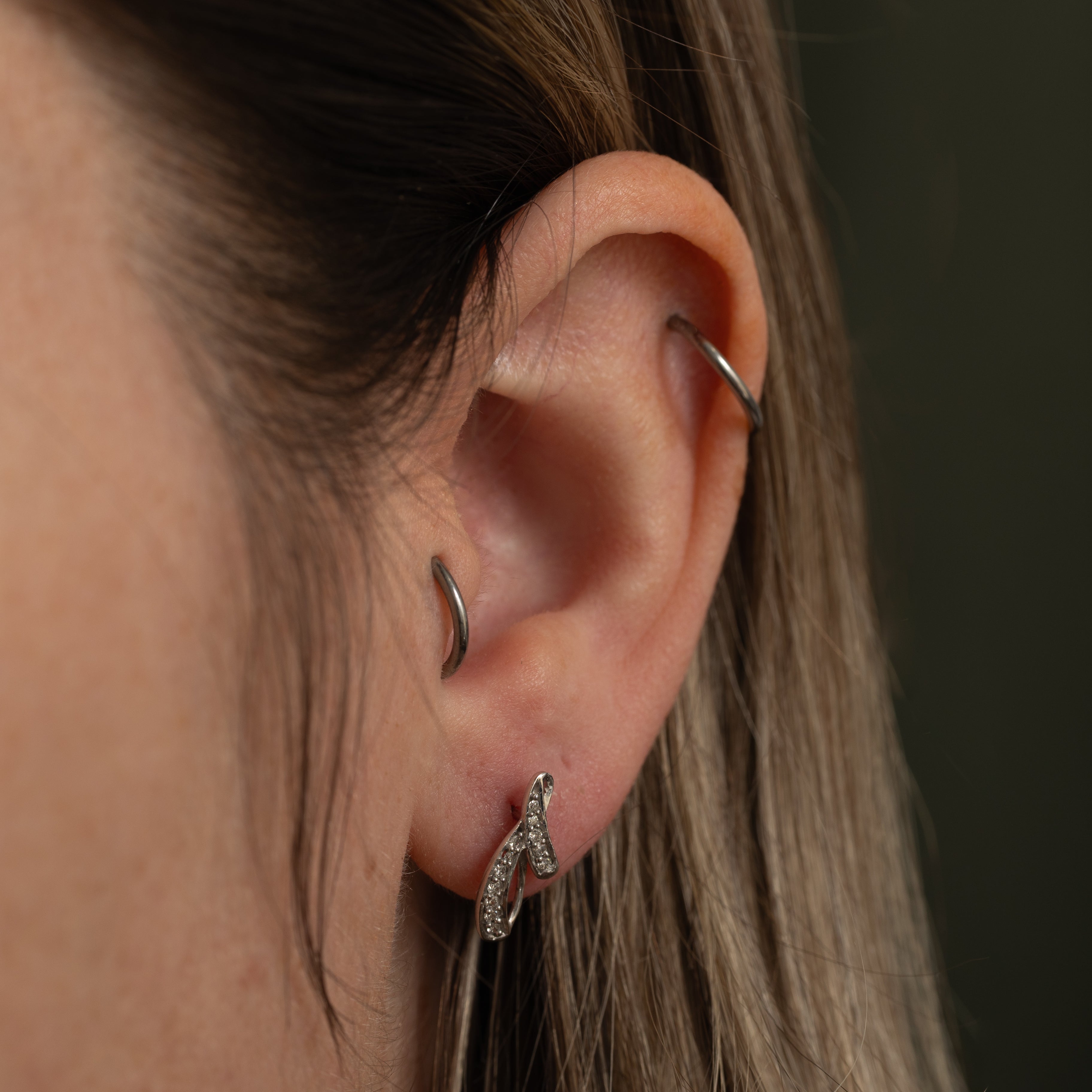 Pave Set Diamond Stud Earrings