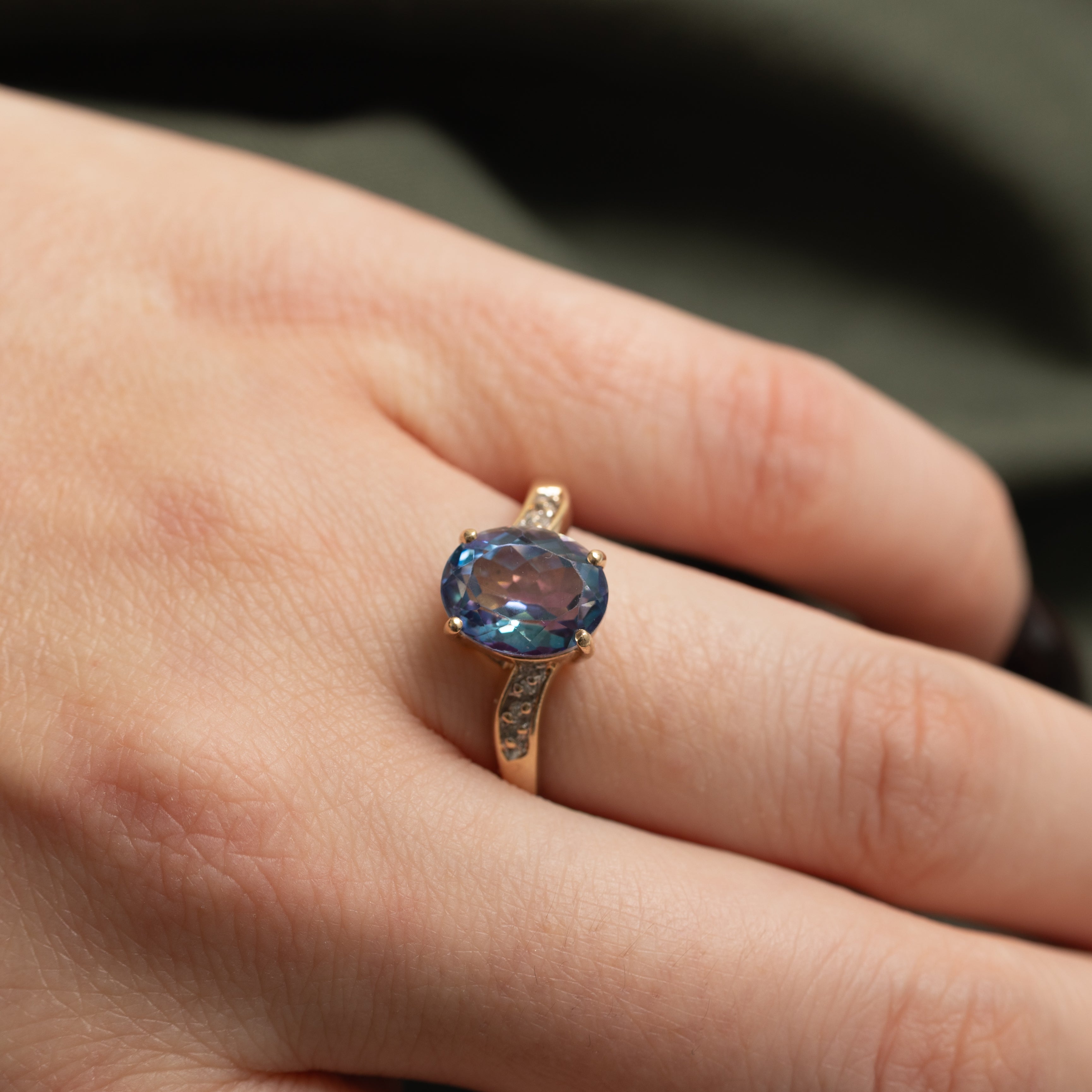 Mystic Topaz & Diamond Bypass Ring | 3.40ct, 0.03ctw | SZ 8.75