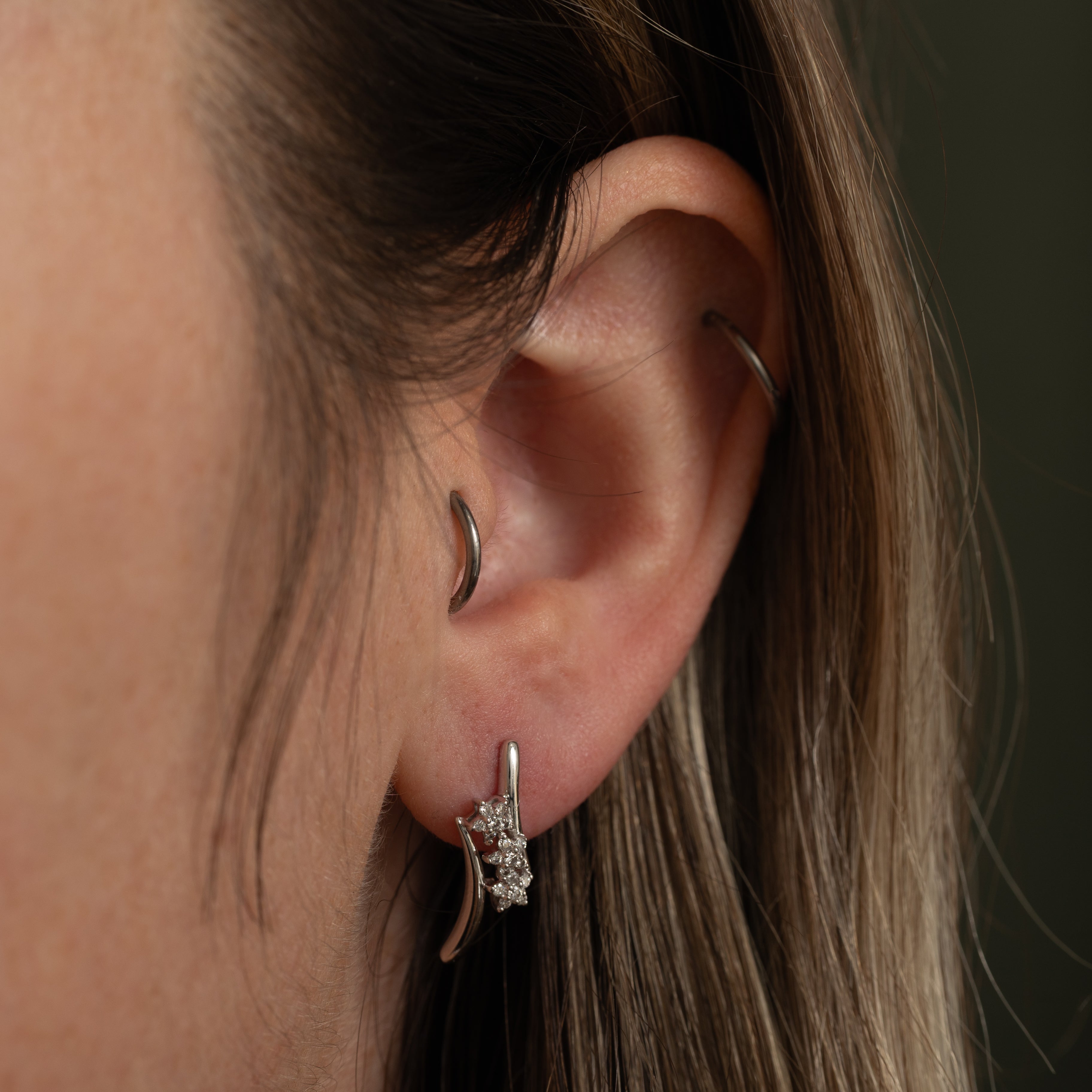 Diamond Cluster Drop Earrings