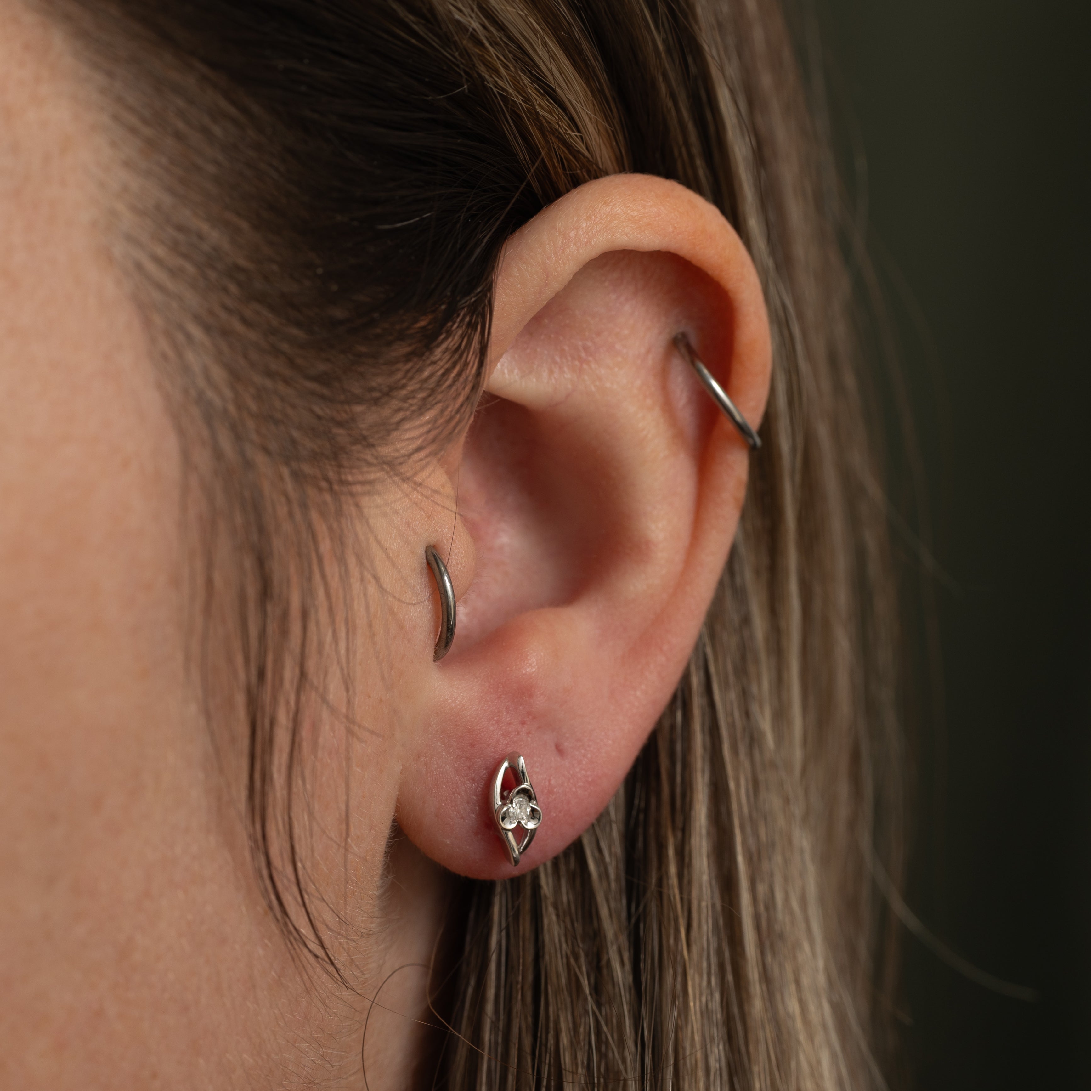 18k Diamond Petite Flower Stud Earrings