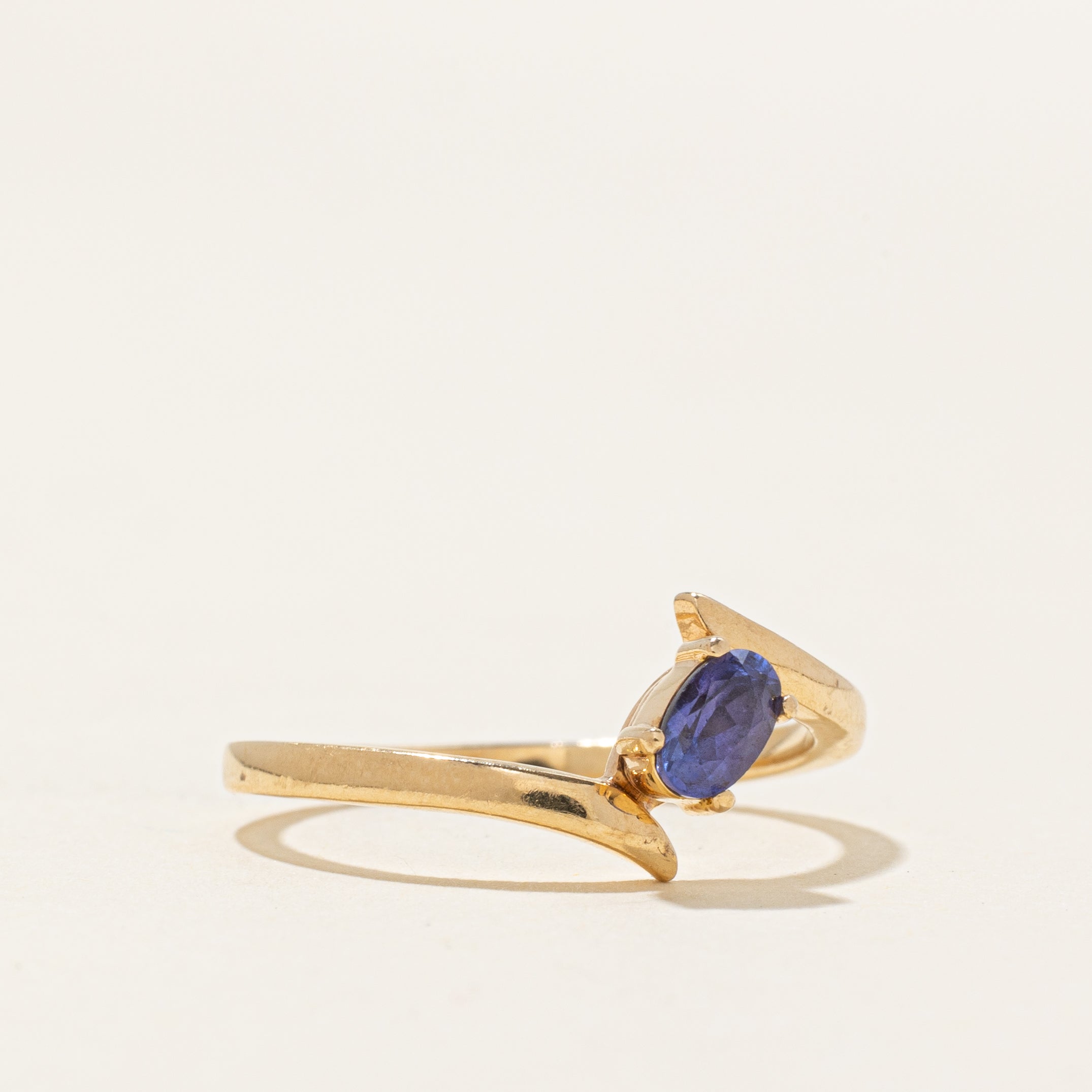 Oval Cut Tanzanite Bypass Ring | 0.22ct | SZ 7.75
