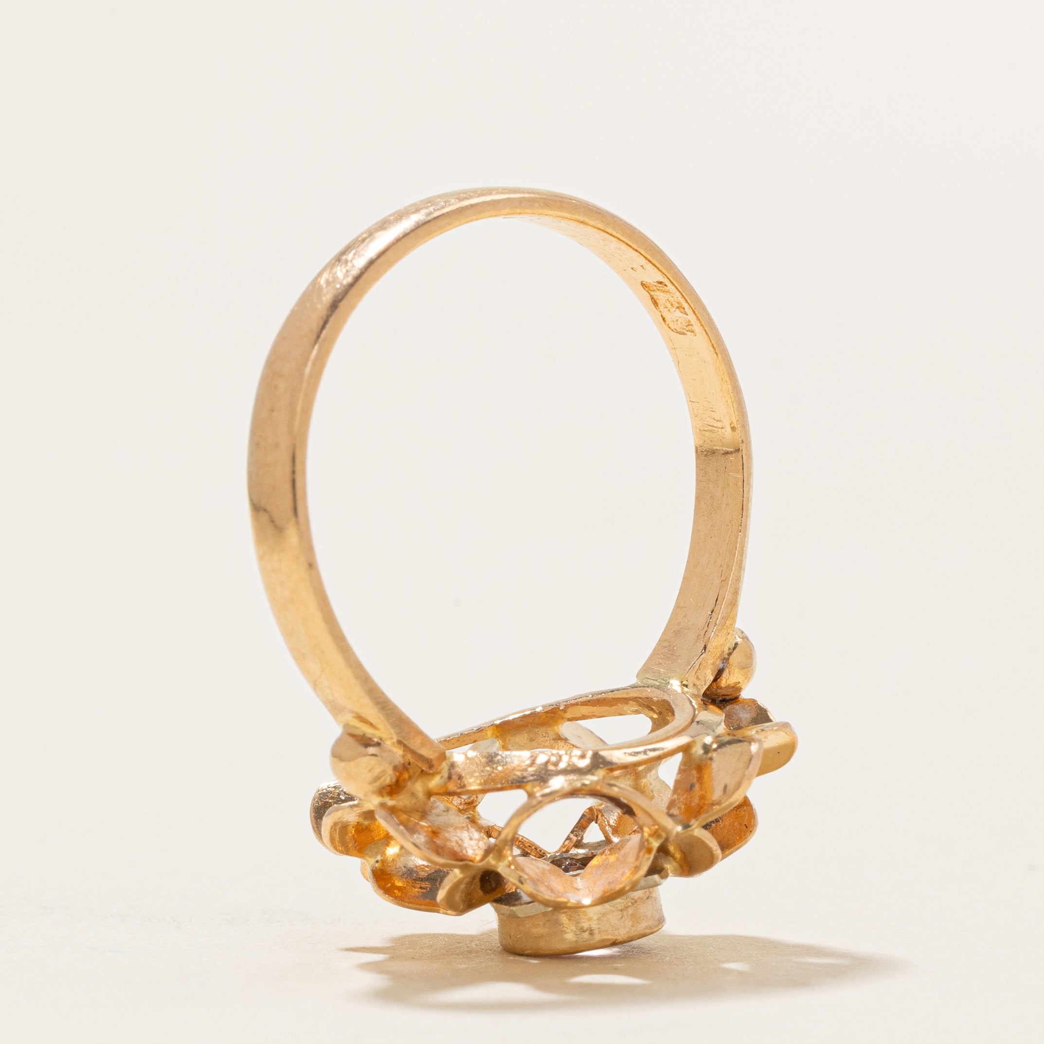 18k Solitaire Imperial Topaz Floral Cocktail Ring | 0.46ct | SZ 7.25