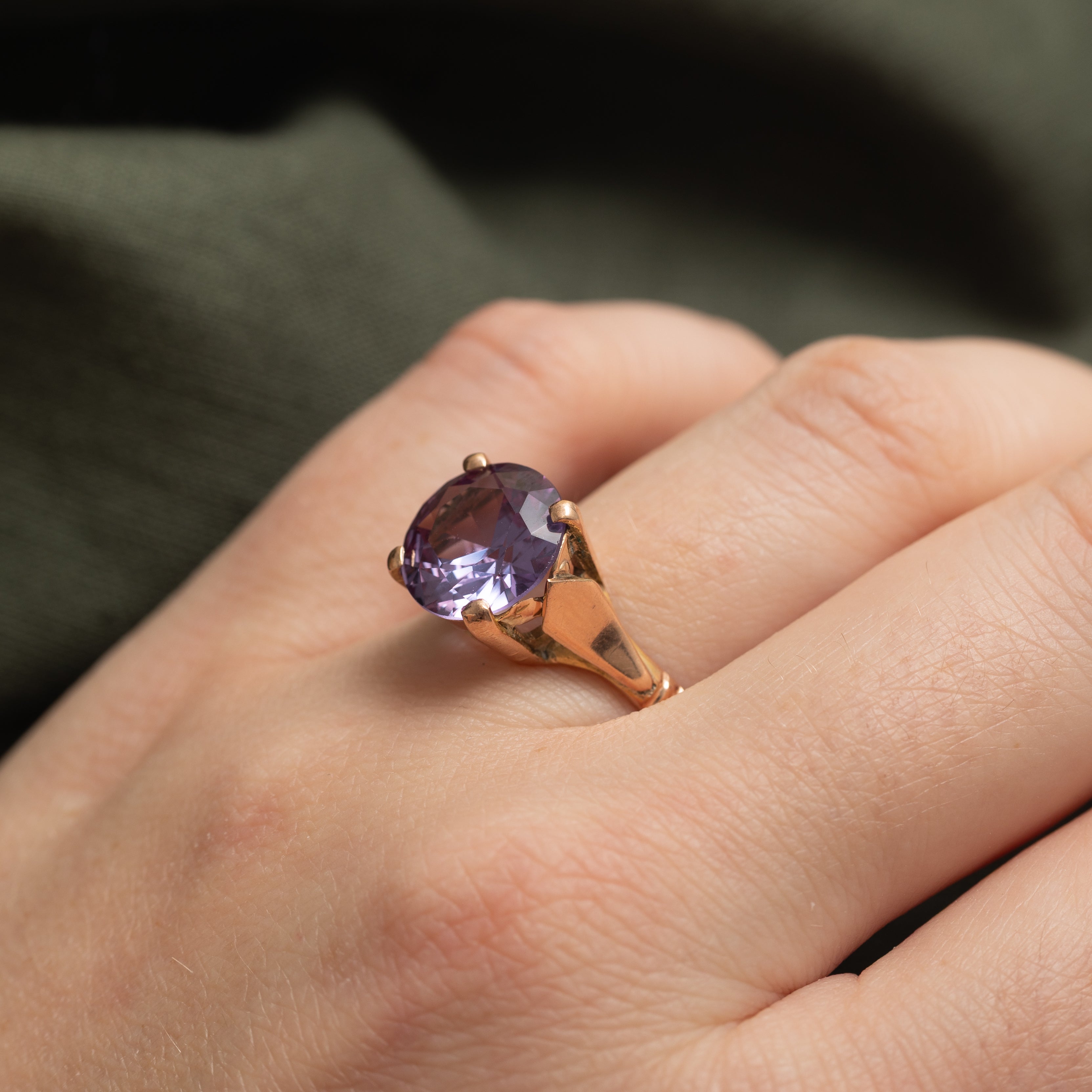 1962 Egyptian Hallmarked Colour Change Synthetic Sapphire Cocktail Ring | 5.80ct | SZ 8.25