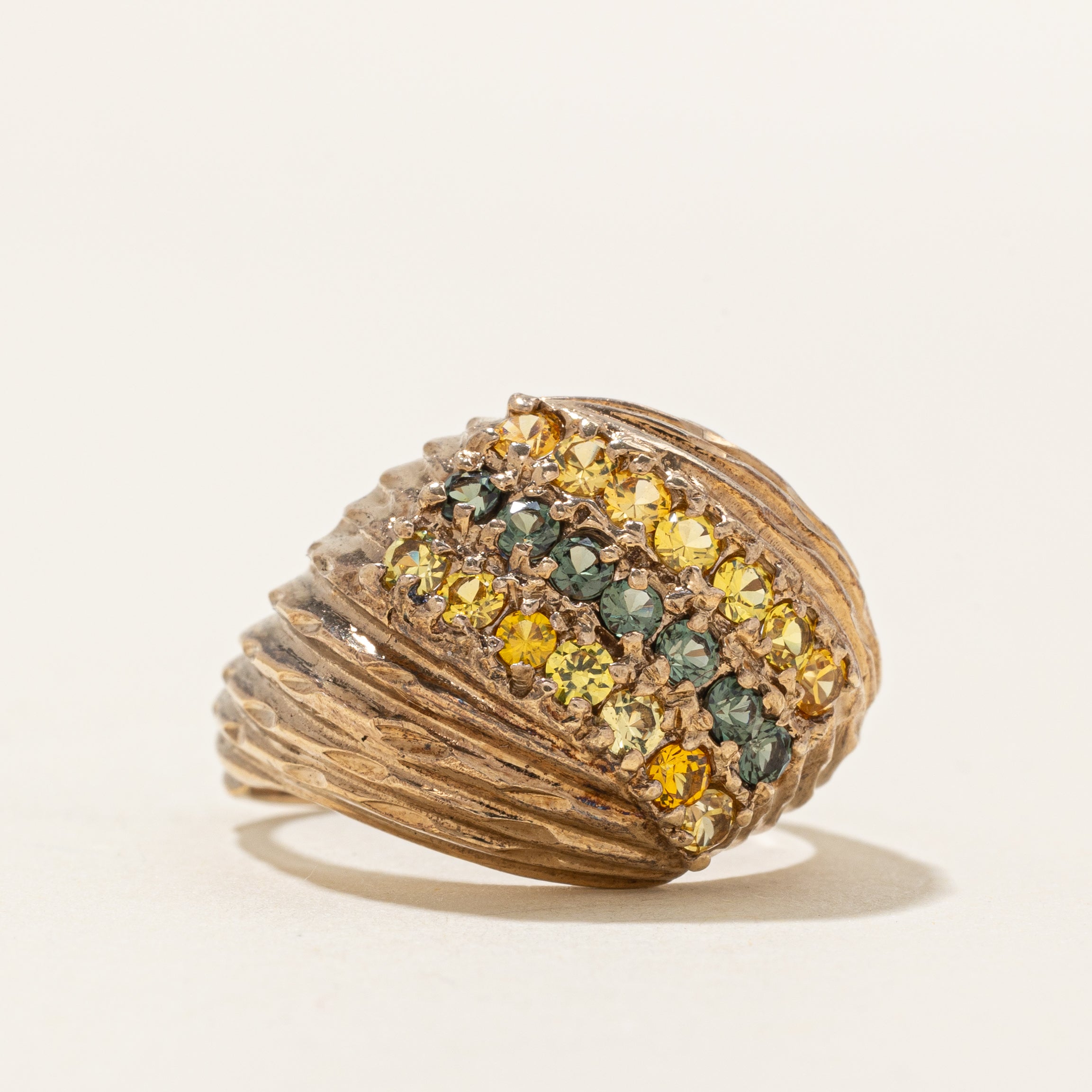 Diagonal Synthetic Spinel & Synthetic Sapphire Dome Ring | 1.00ctw | SZ 8