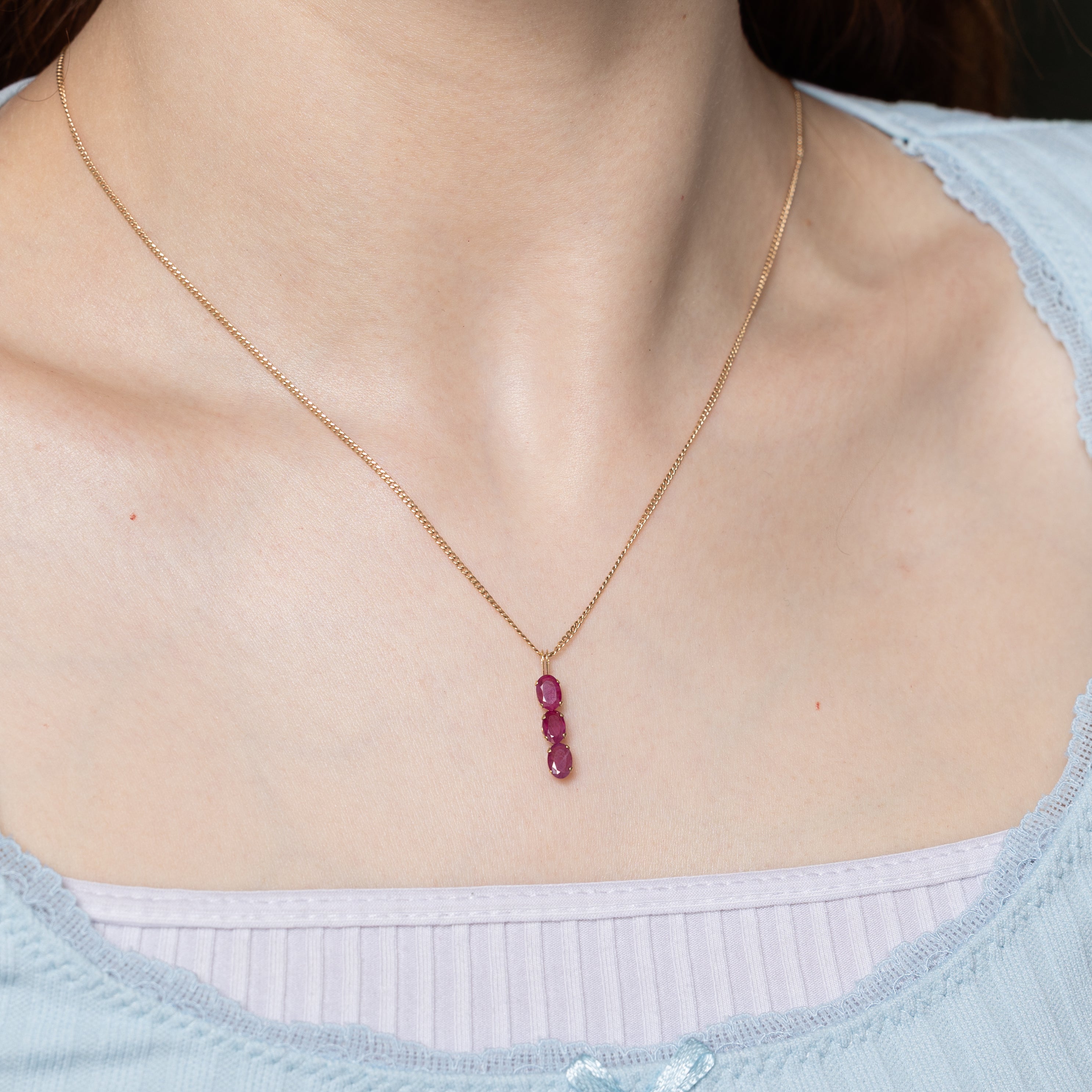 Three-Stone Ruby Column Pendant | 1.38ctw