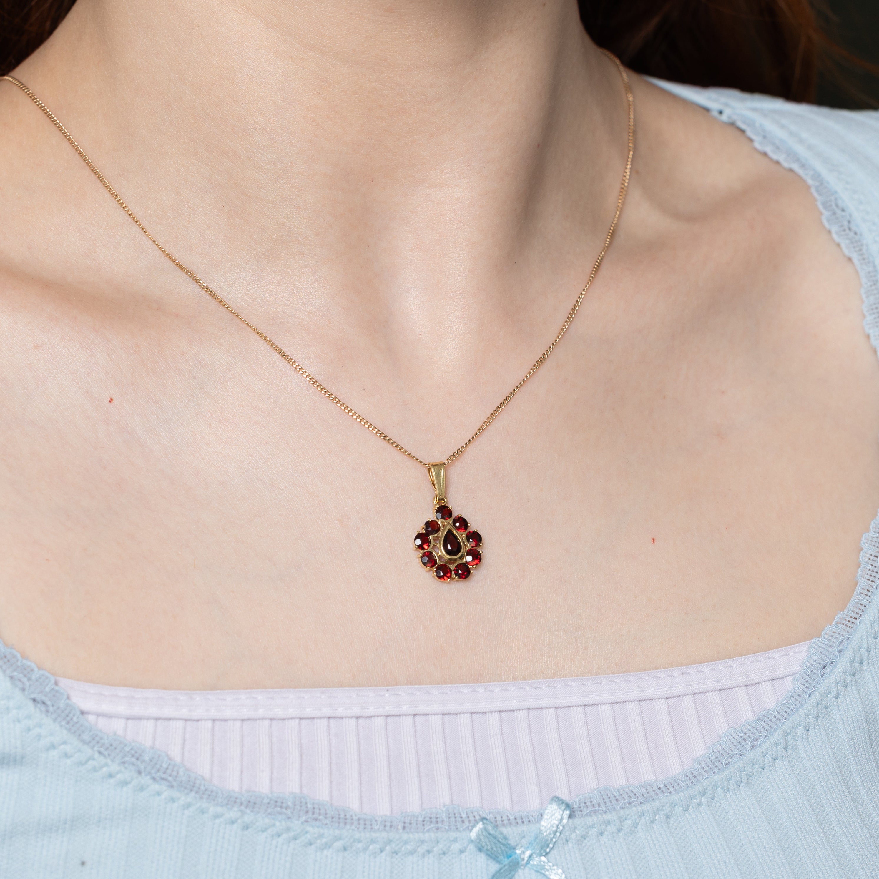 Pear Cut Garnet Halo Pendant | 2.00ctw