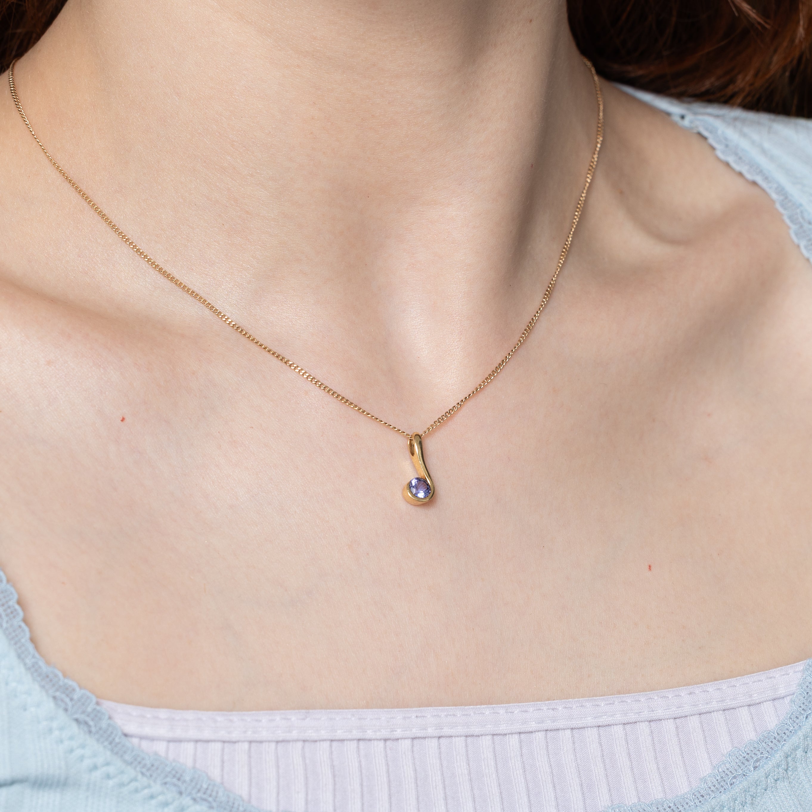 Tanzanite Plain Swirl Drop Pendant | 0.40ct