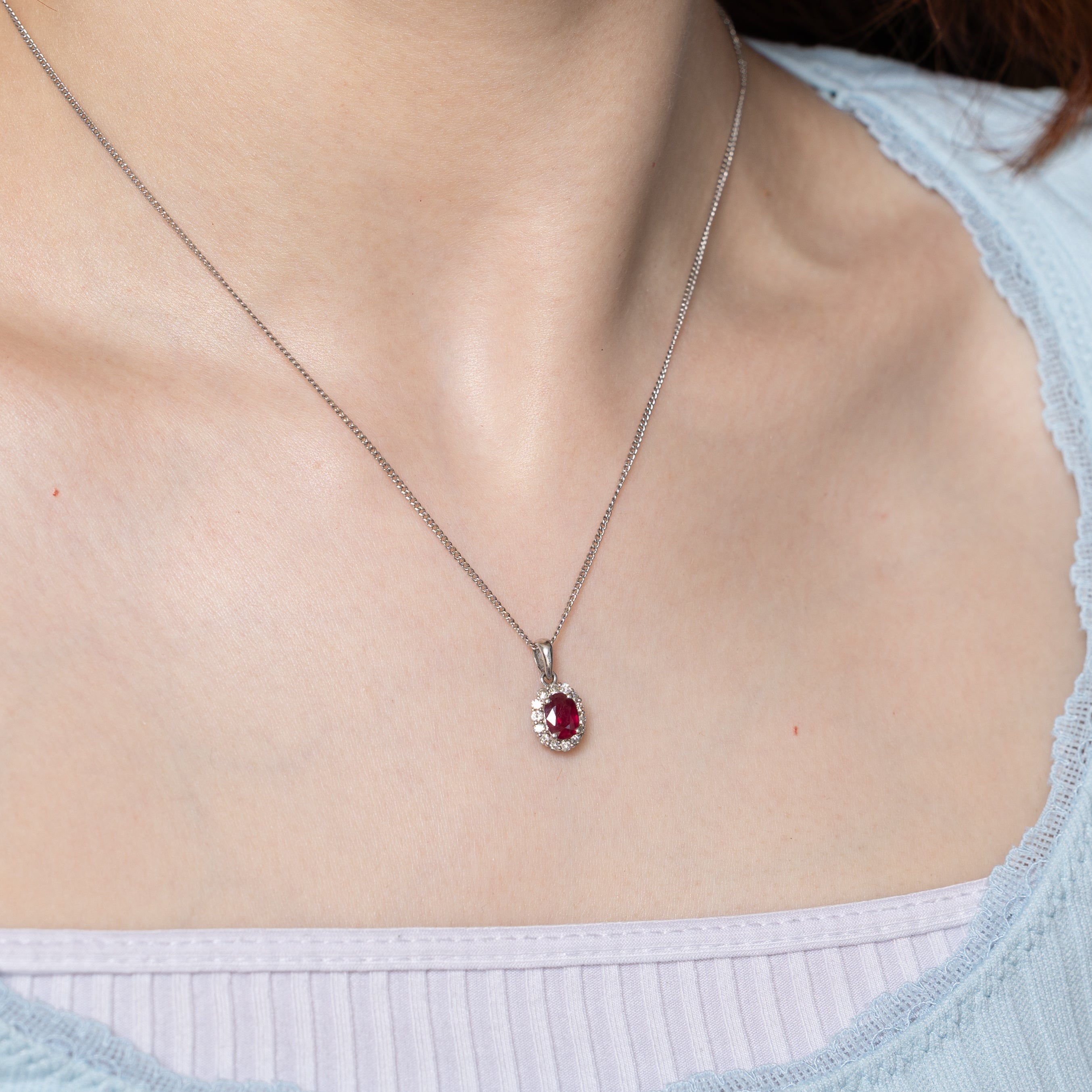 Ruby & Diamond Halo Pendant | 1.00ct, 0.28ctw