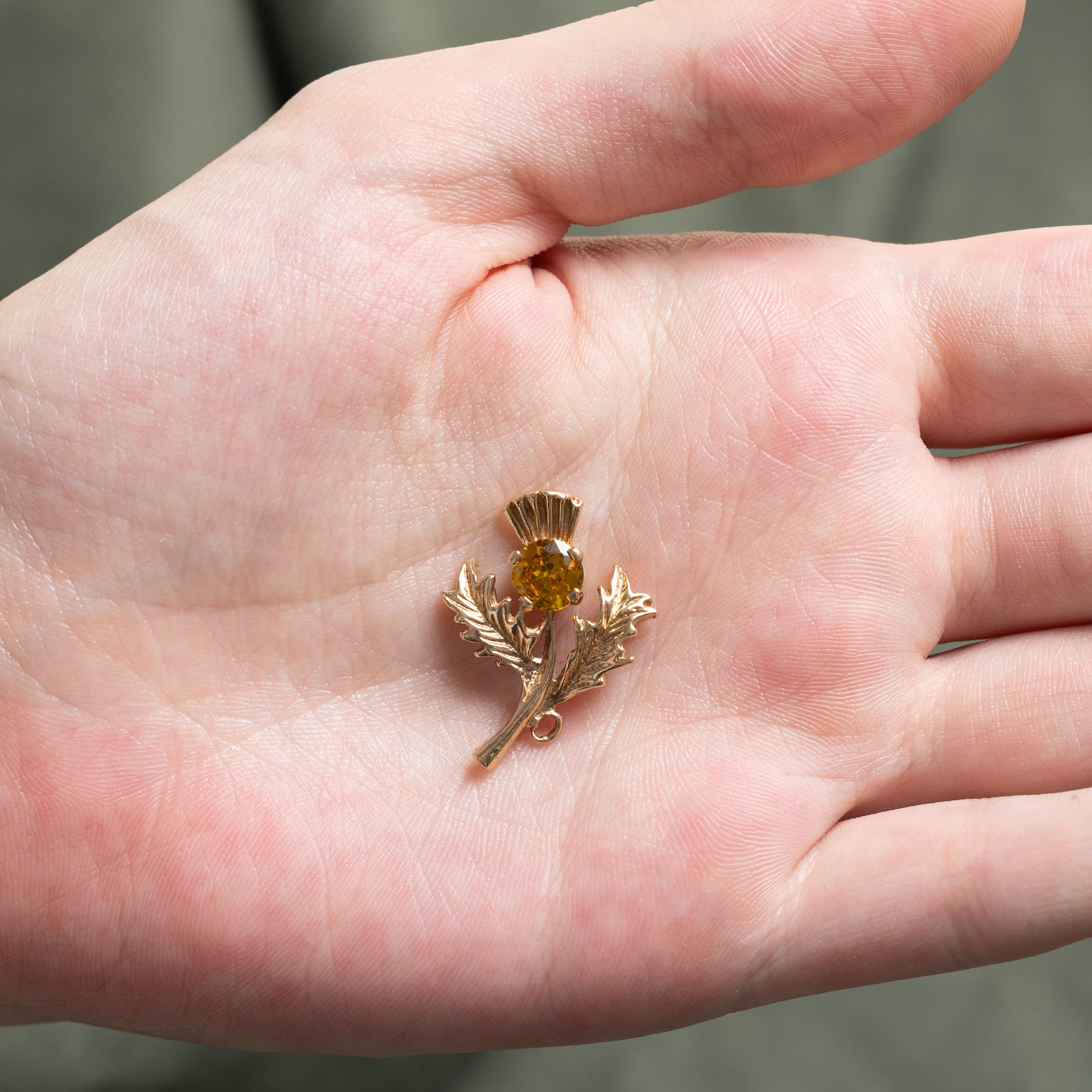 Synthetic Yellow Sapphire Engraved Holly Leaf Pendant | 1.20ct