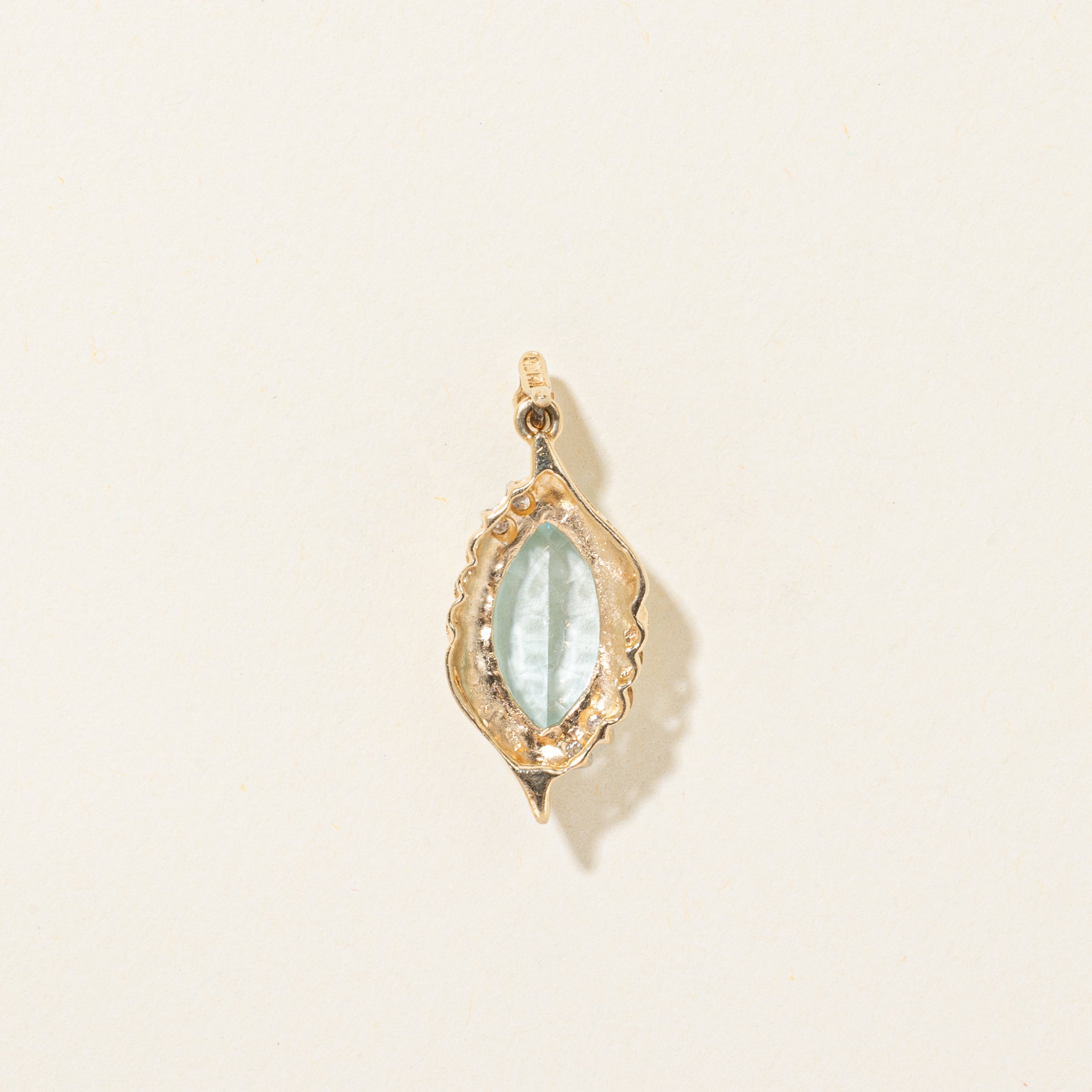 Marquise Cut Blue Topaz & Diamond Pendant | 4.00ct, 0.05ctw