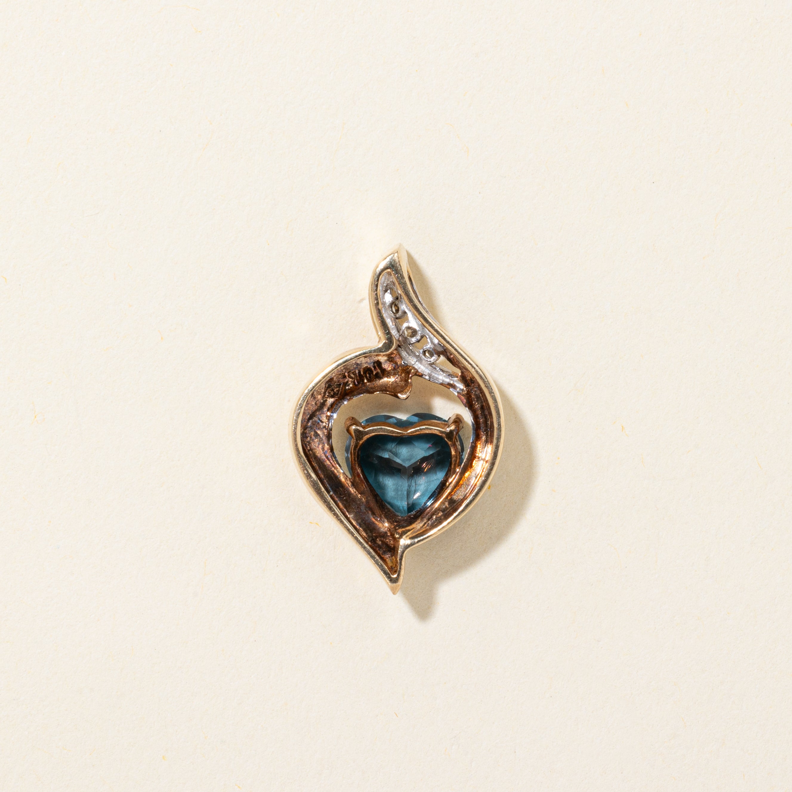 Heart Cut Blue Topaz & Diamond Pendant | 2.00ct, 0.03ctw