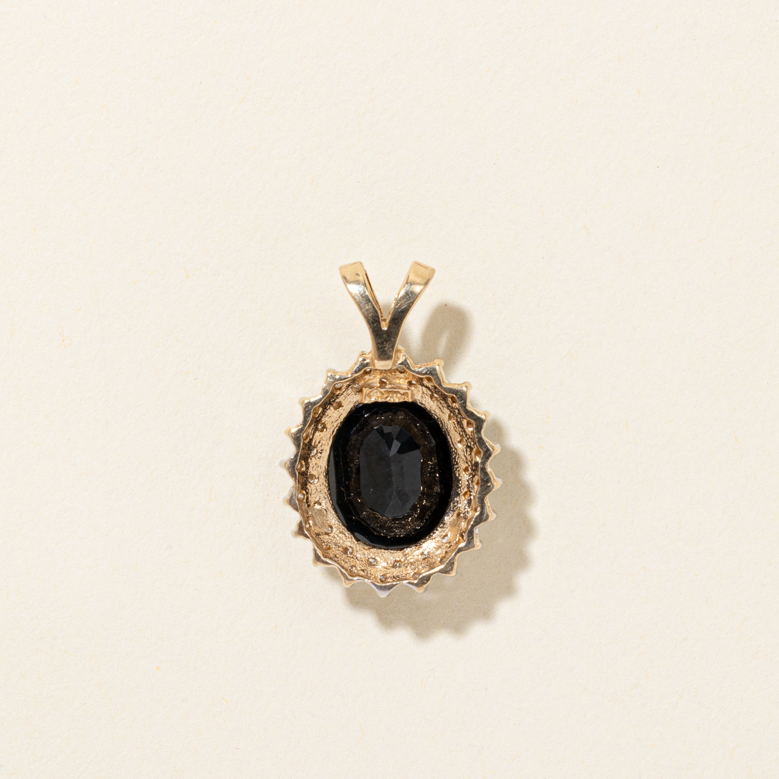 Two-Tone Sapphire & Diamond Halo Pendant | 7.00ct, 0.20ctw