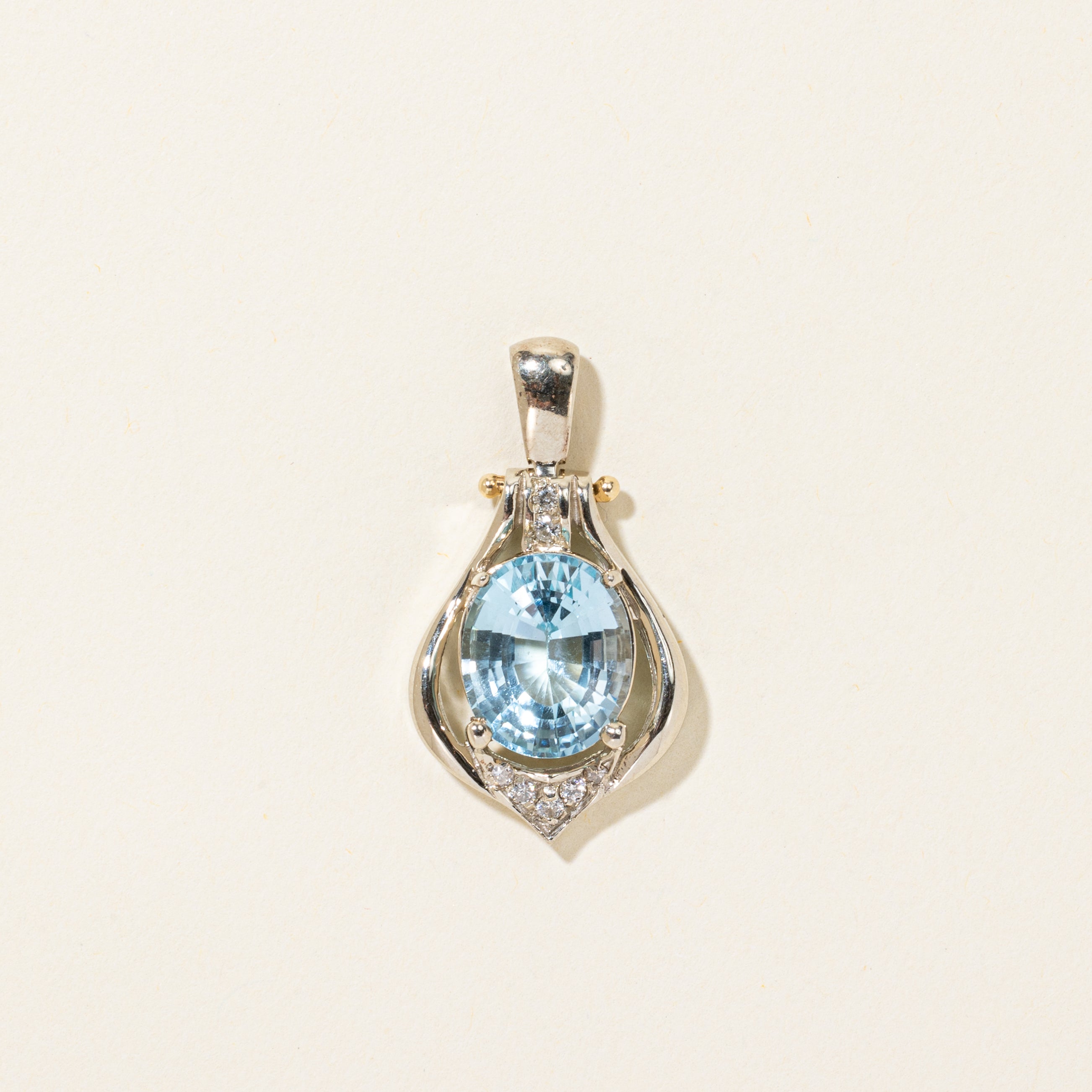 Blue Topaz & Diamond Pear Shaped Pendant | 6.00ct, 0.14ctw