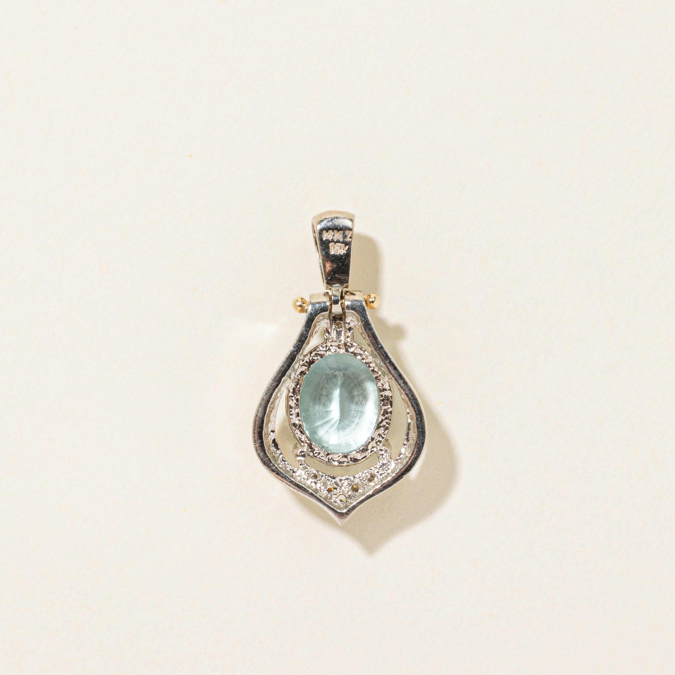 Blue Topaz & Diamond Pear Shaped Pendant | 6.00ct, 0.14ctw
