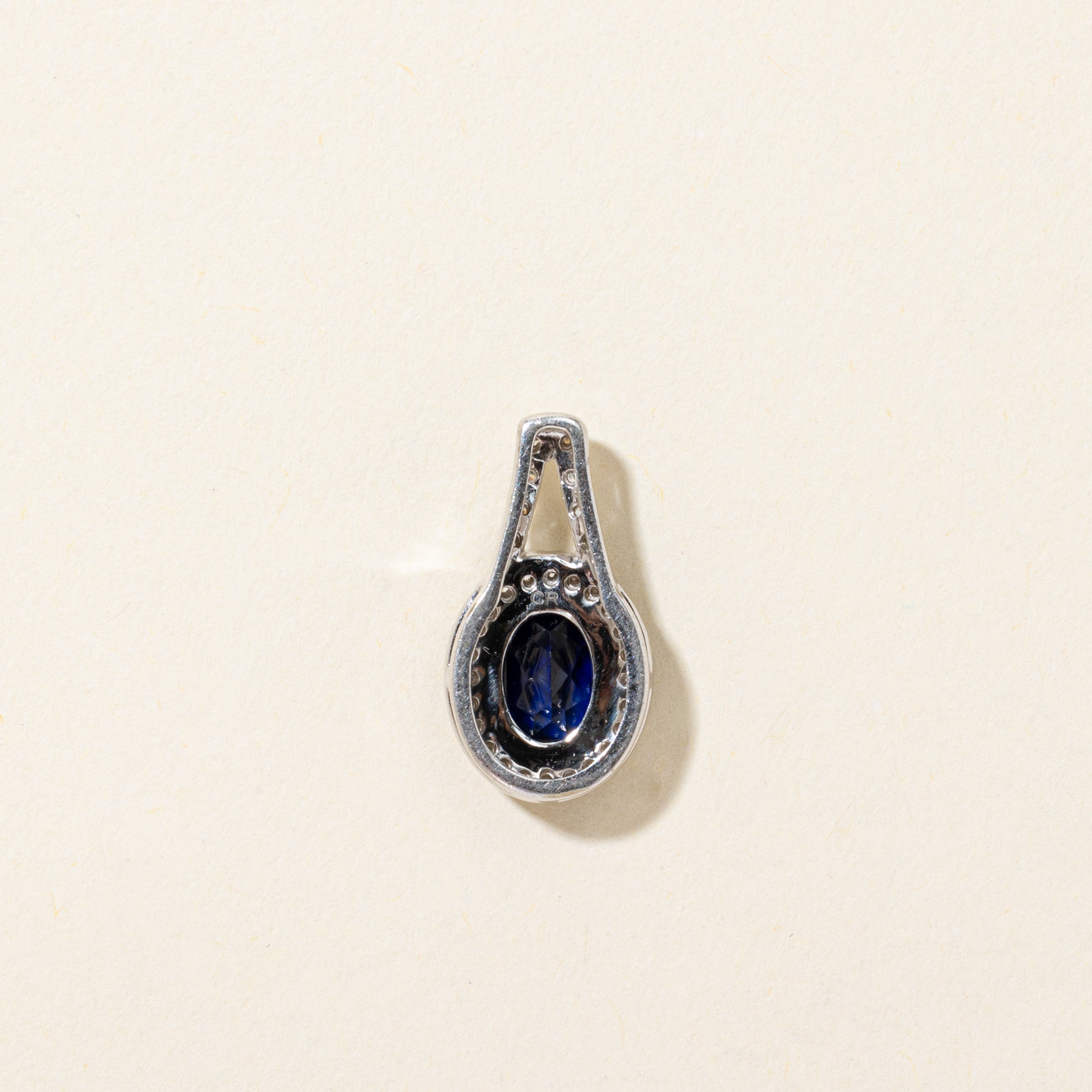 Synthetic Sapphire & Natural Diamond Halo Pendant | 1.50ct, 0.12ctw