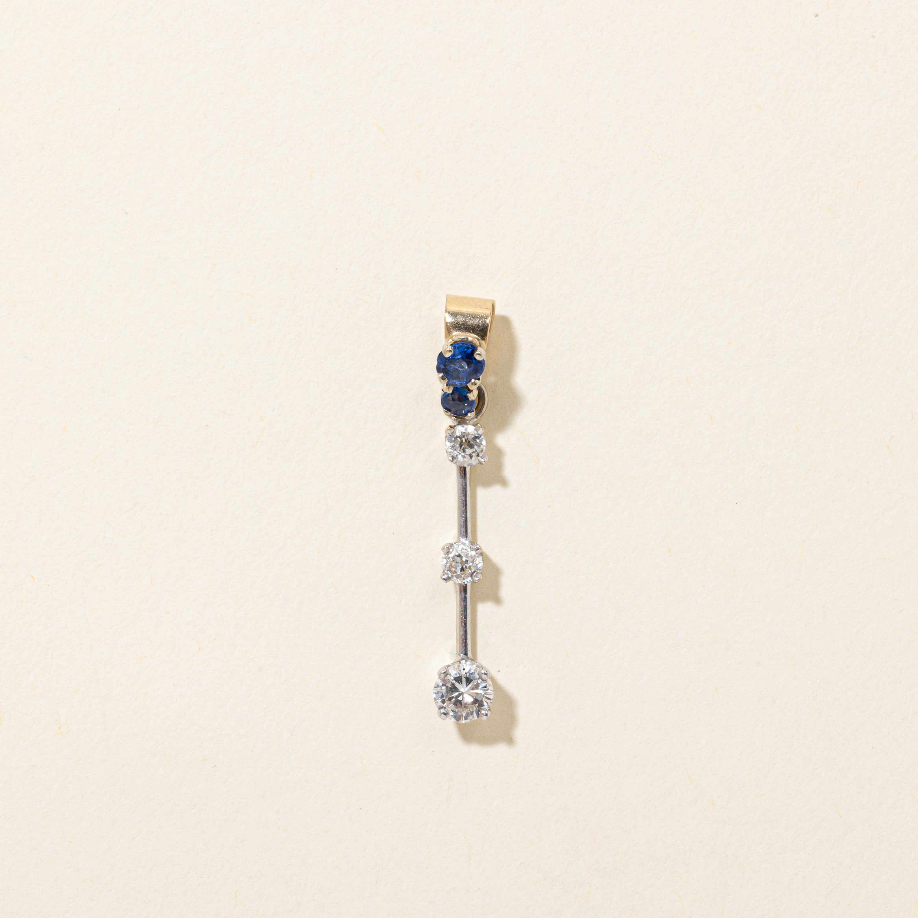 Two-Tone Diamond & Sapphire Column Pendant | 0.28ctw, 0.17ctw