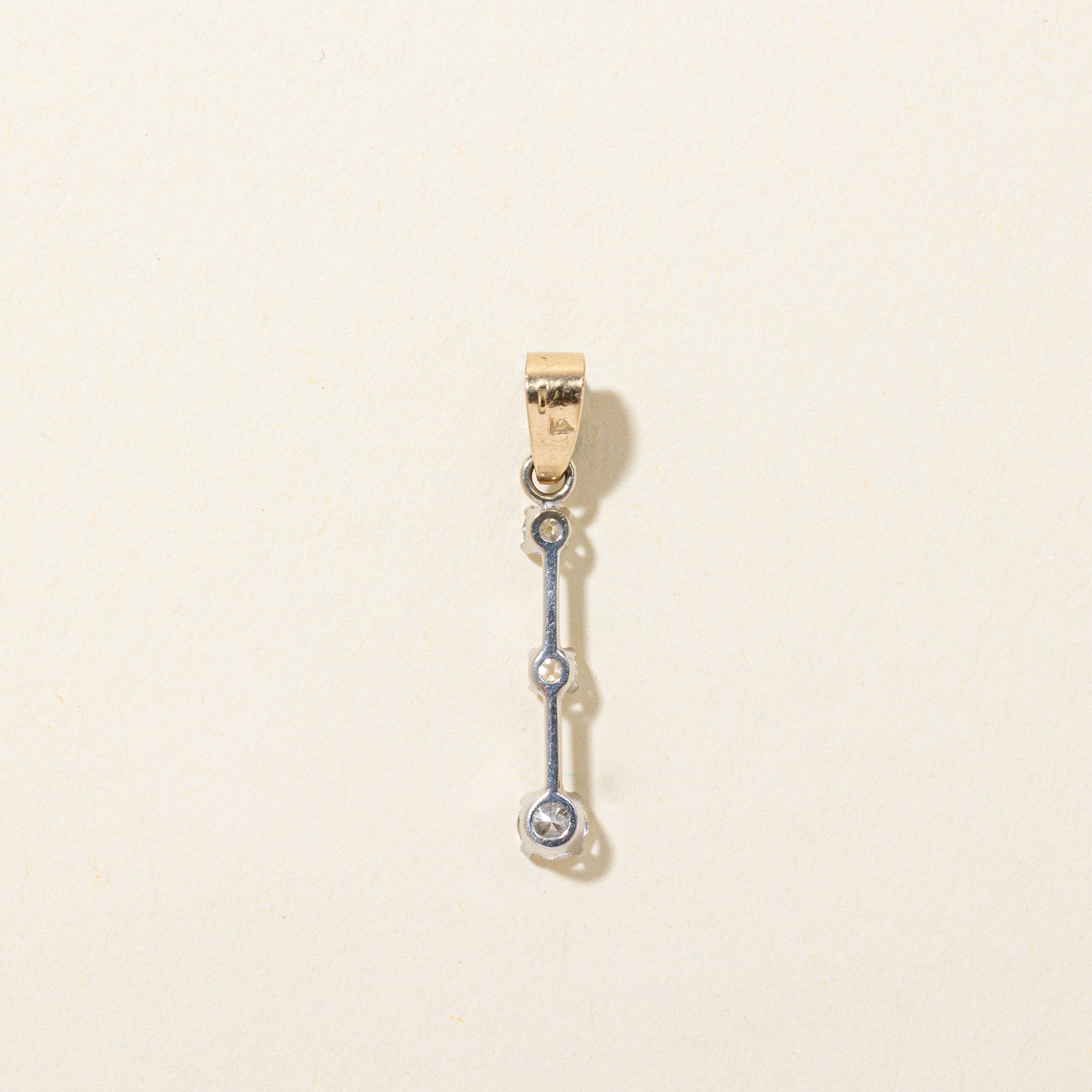Two-Tone Diamond & Sapphire Column Pendant | 0.28ctw, 0.17ctw