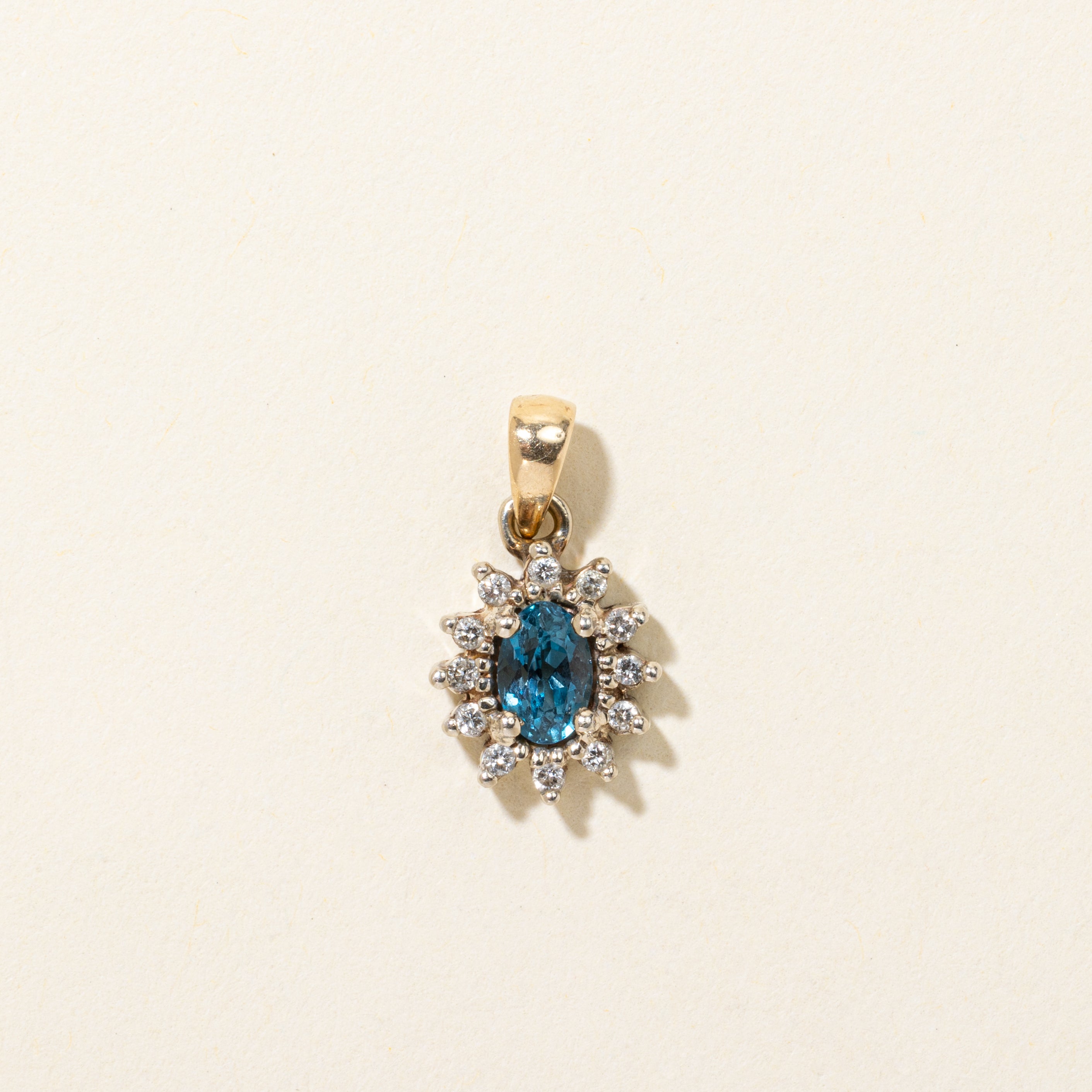 Blue Topaz & Diamond Petal Pendant | 0.50ct, 0.12ctw