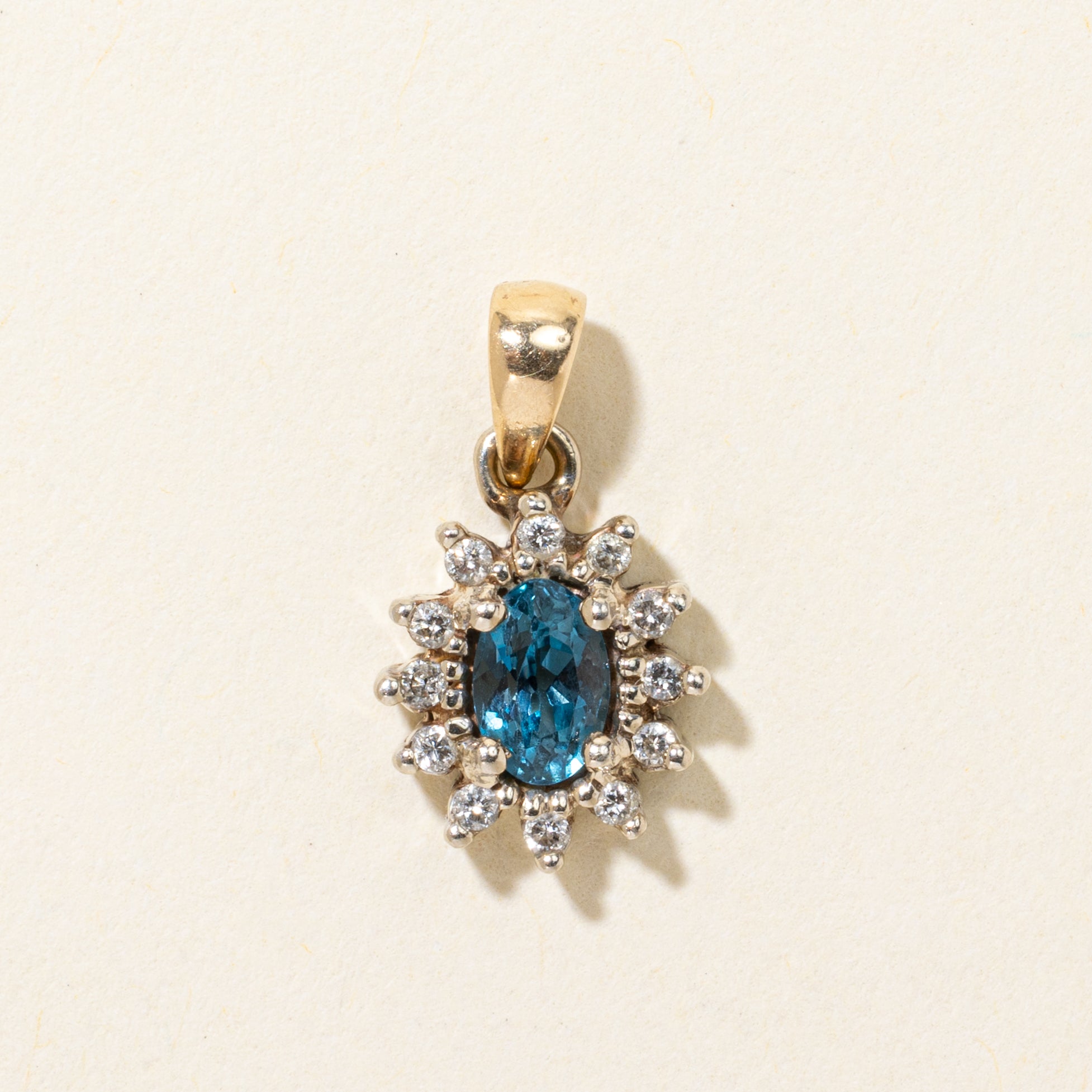 Blue Topaz & Diamond Petal Pendant | 0.50ct, 0.12ctw