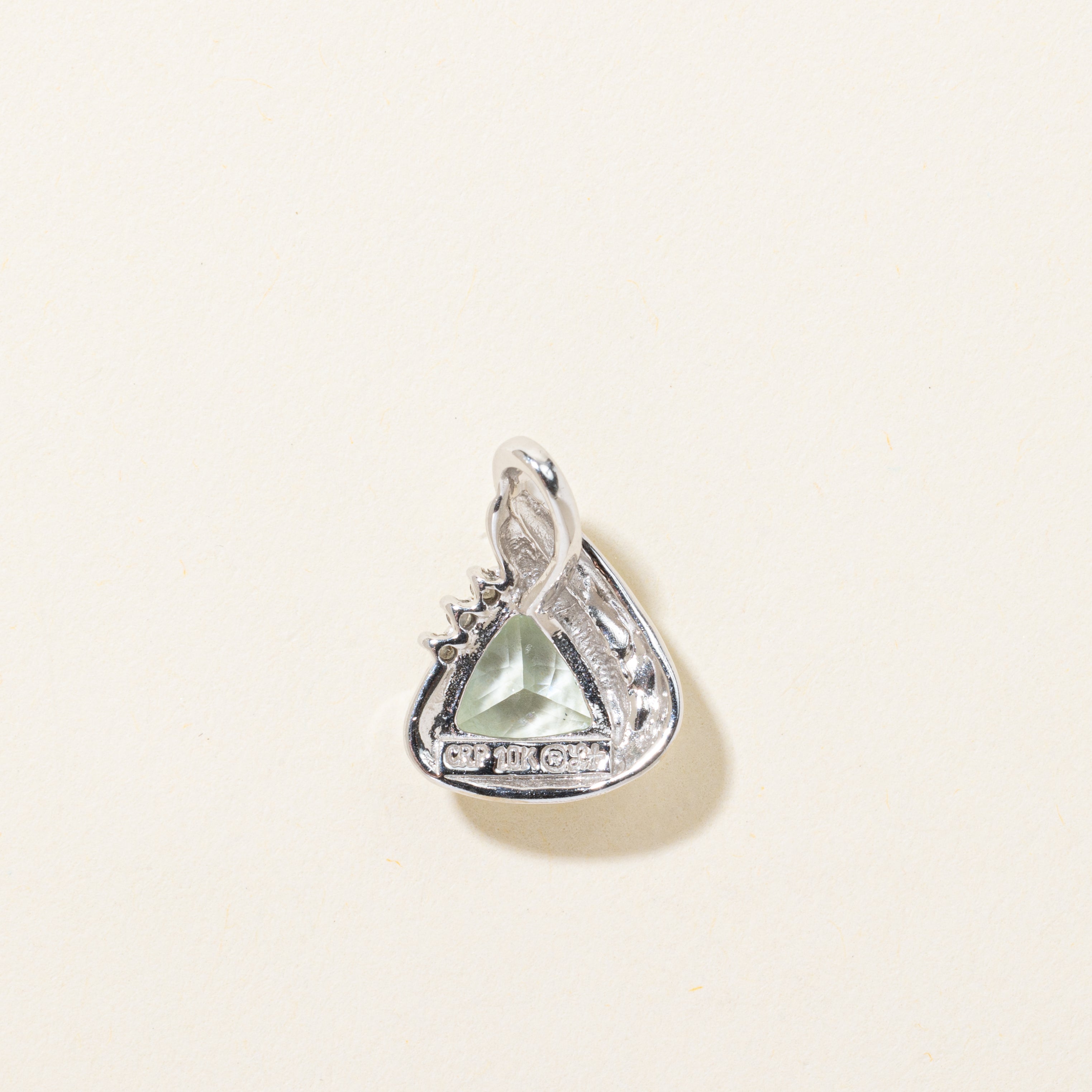 Trillion Cut Aquamarine & Diamond Grooved Pendant | 1.50ct, 0.03ctw