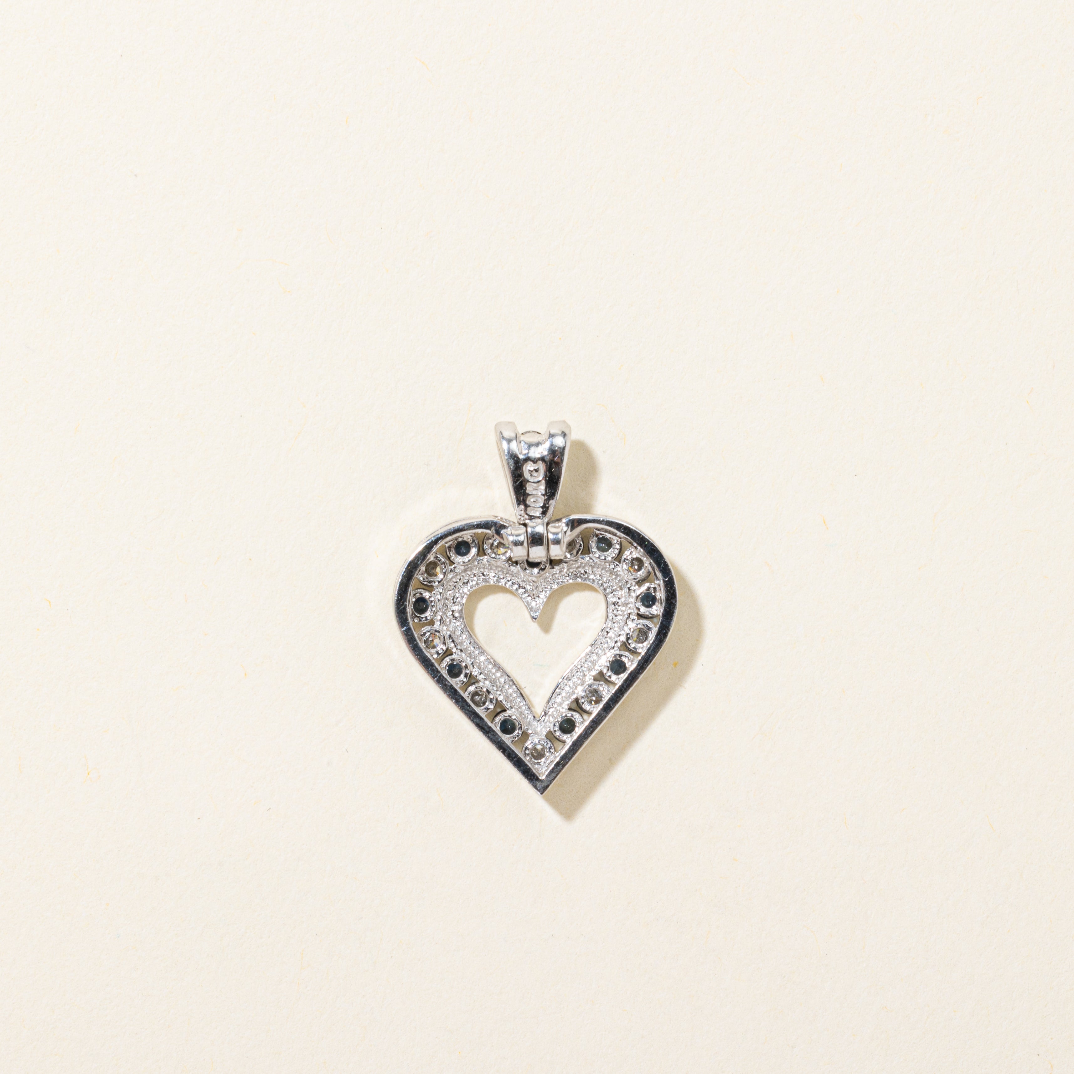 Channel Set Sapphire & Diamond Open Heart Pendant | 0.30ctw, 0.32ctw
