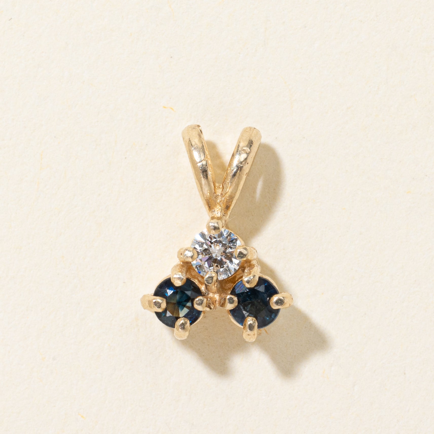 Three-Stone Sapphire & Diamond Pendant | 0.22ctw, 0.10ct