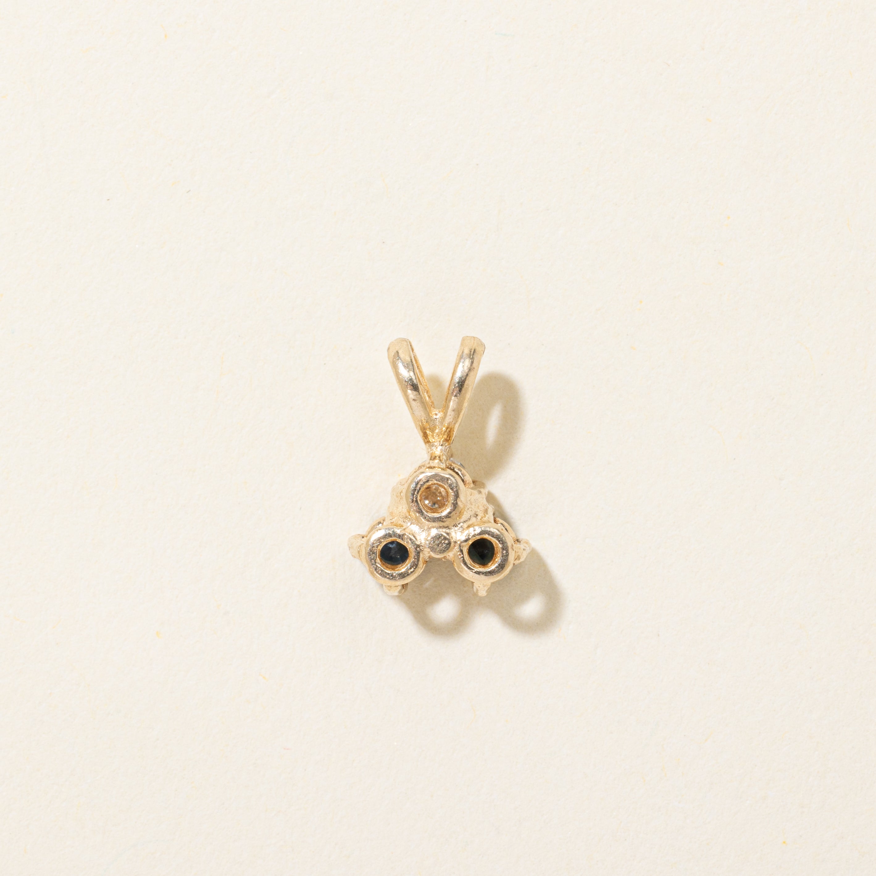 Three-Stone Sapphire & Diamond Pendant | 0.22ctw, 0.10ct