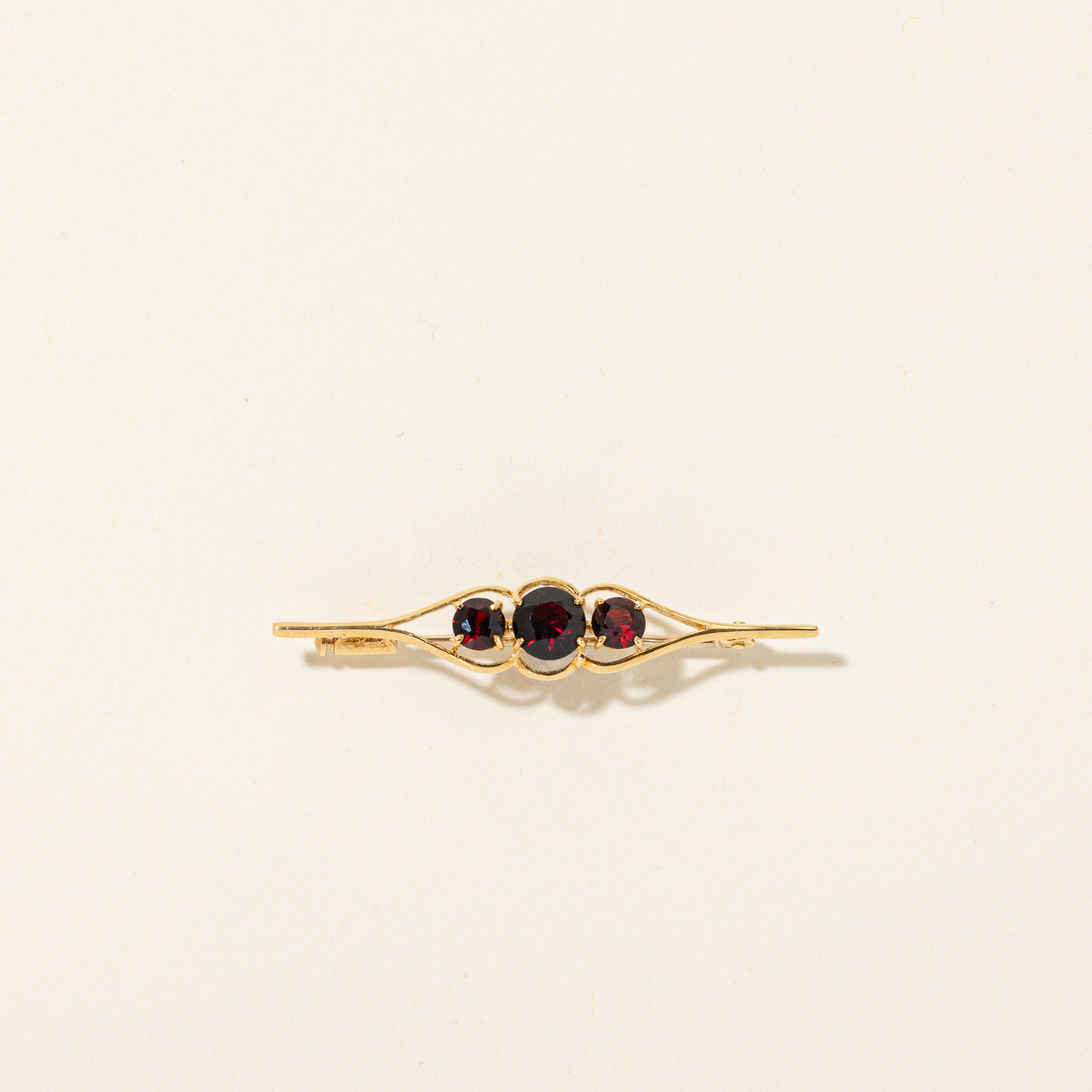 18k Three-Stone Garnet Openwork Brooch | 2.00ctw