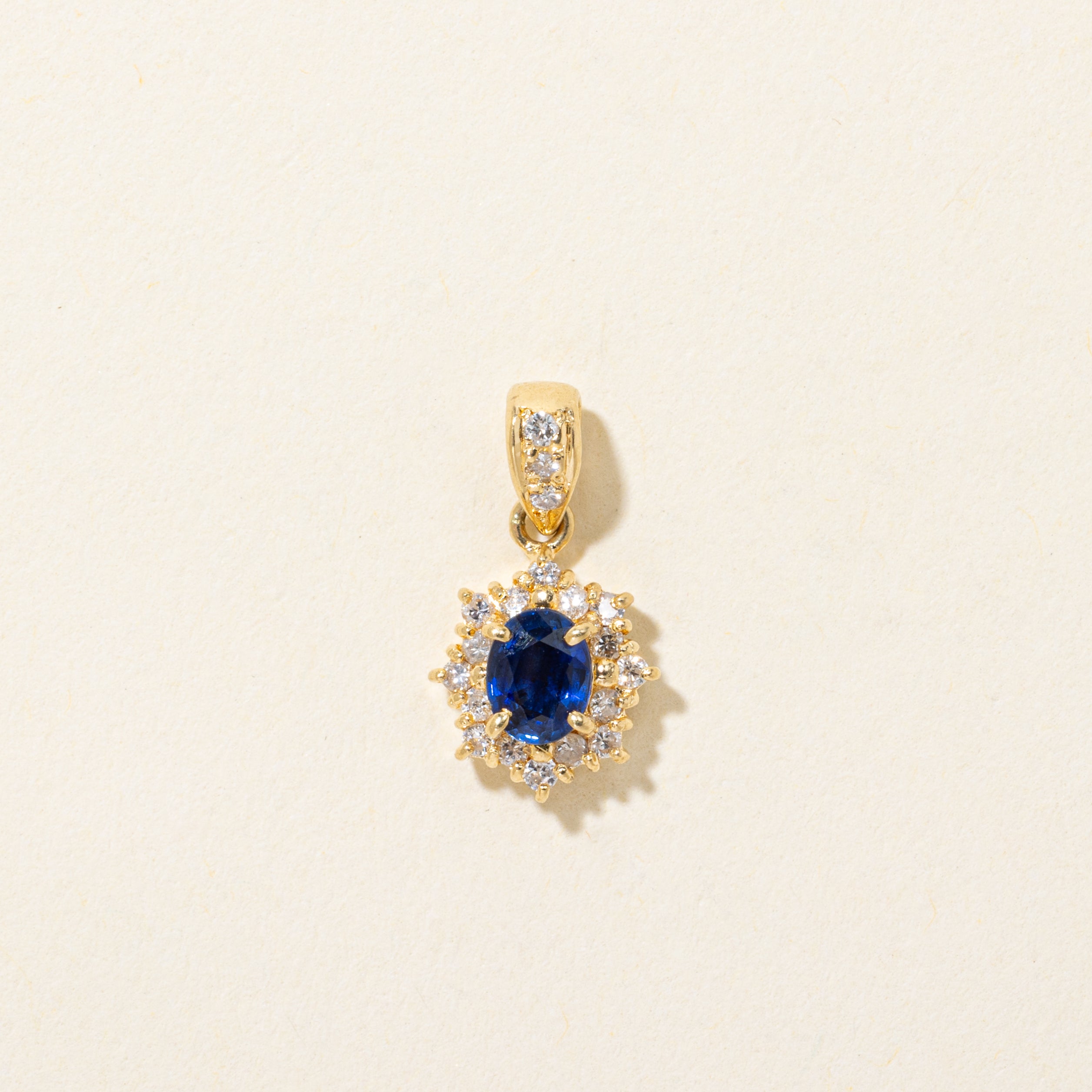 Sapphire & Diamond Halo Pendant | 0.37ct, 0.13ctw