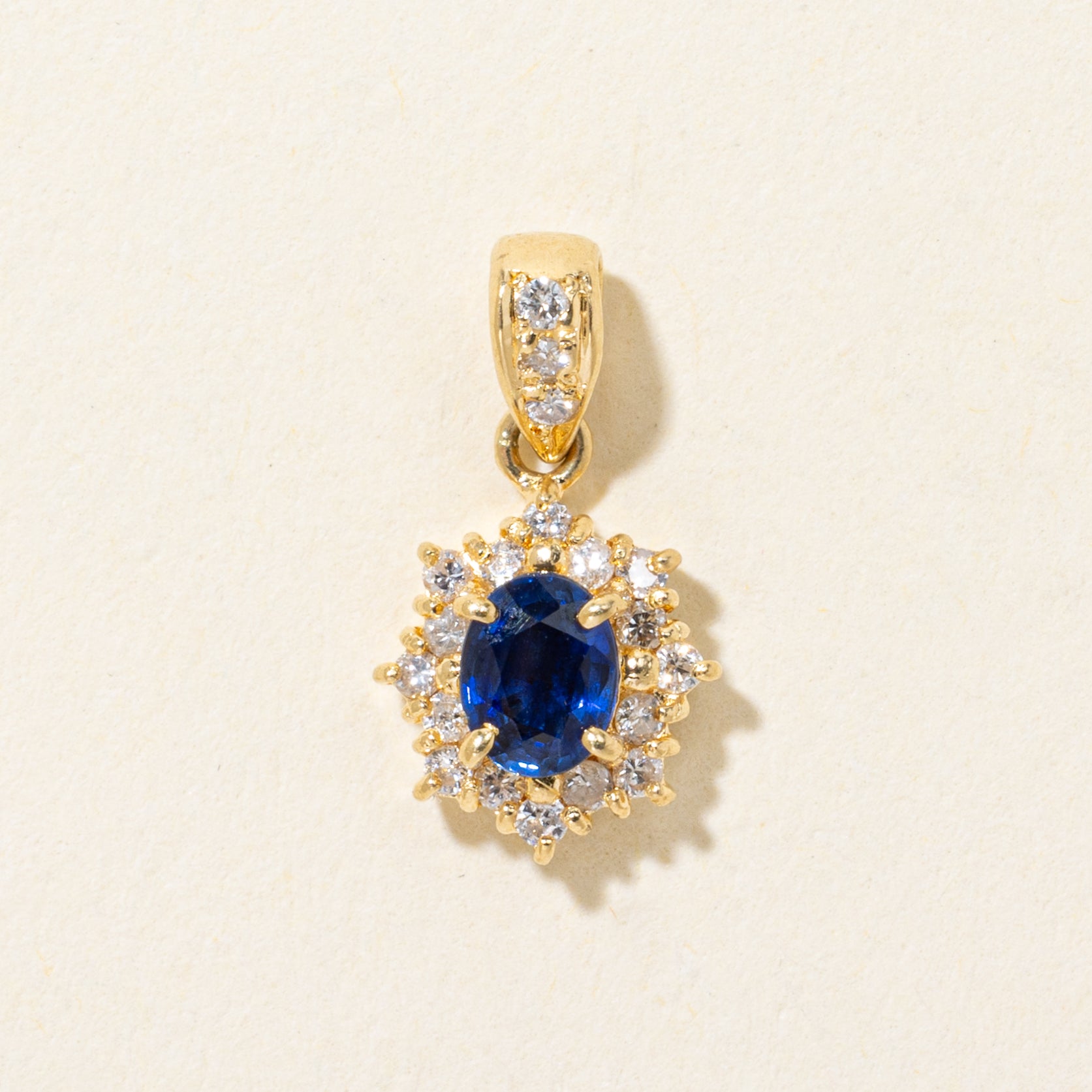 Sapphire & Diamond Halo Pendant | 0.37ct, 0.13ctw